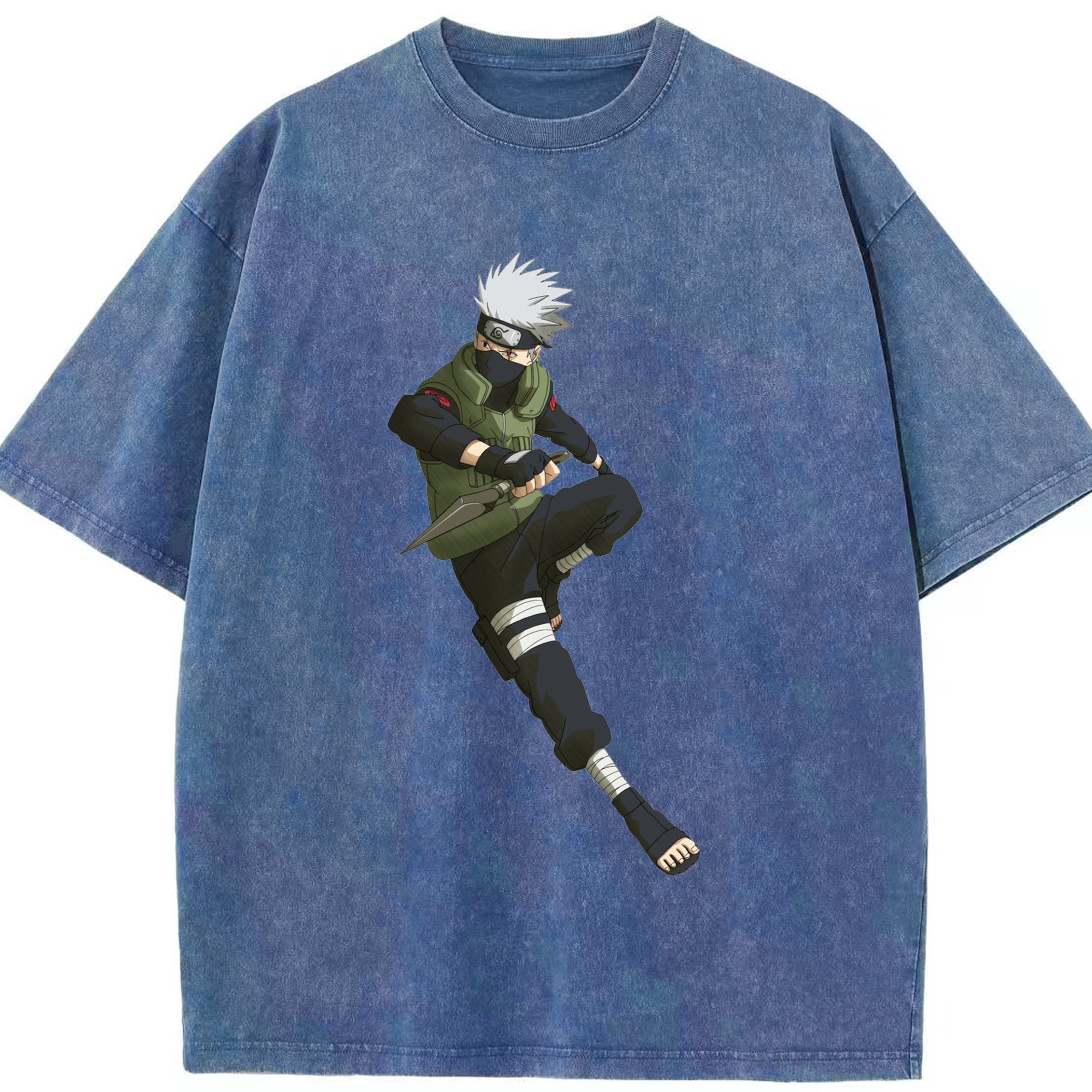 （画像用） NARUTO -ナルト- はたけ カカシ Hatake Kakashi 綿100% ヴィンテージ風 半袖Tシャツ（フロントプリント）