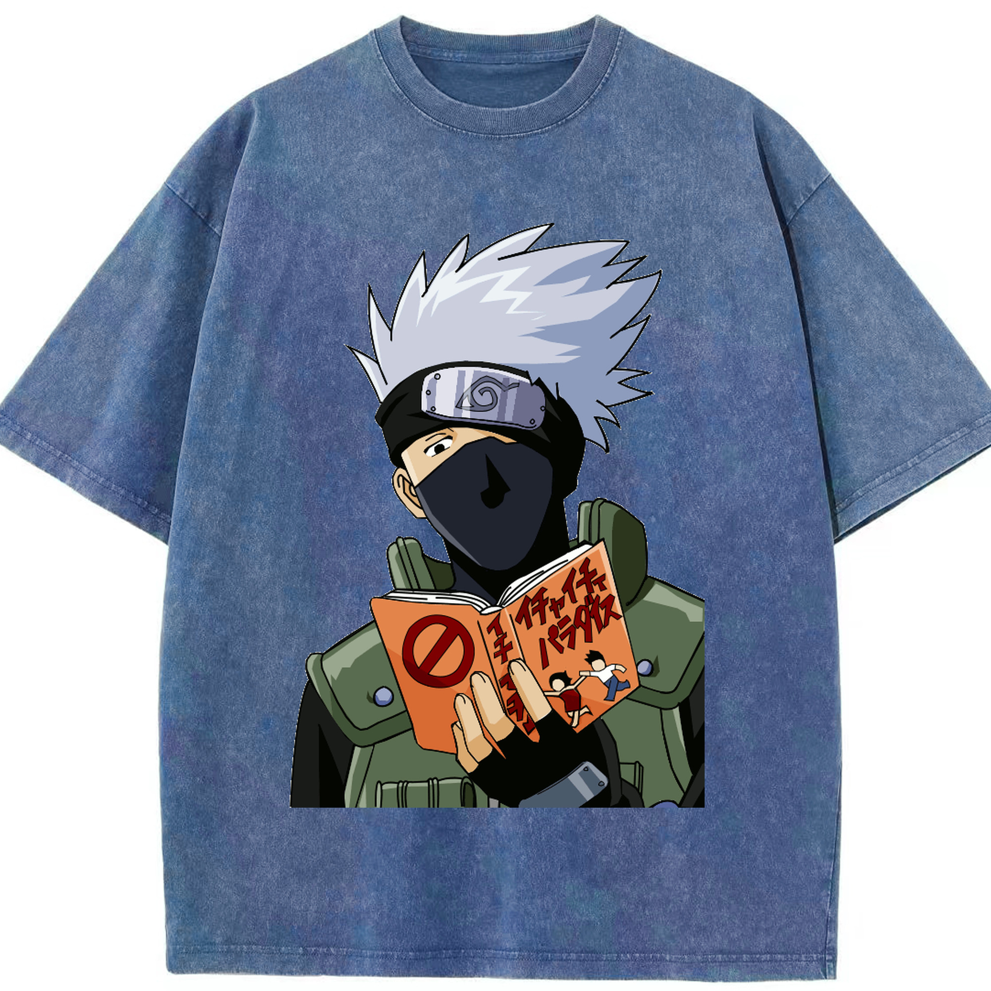 （画像用） NARUTO -ナルト- はたけ カカシ Hatake Kakashi 綿100% ヴィンテージ風 半袖Tシャツ（フロントプリント）