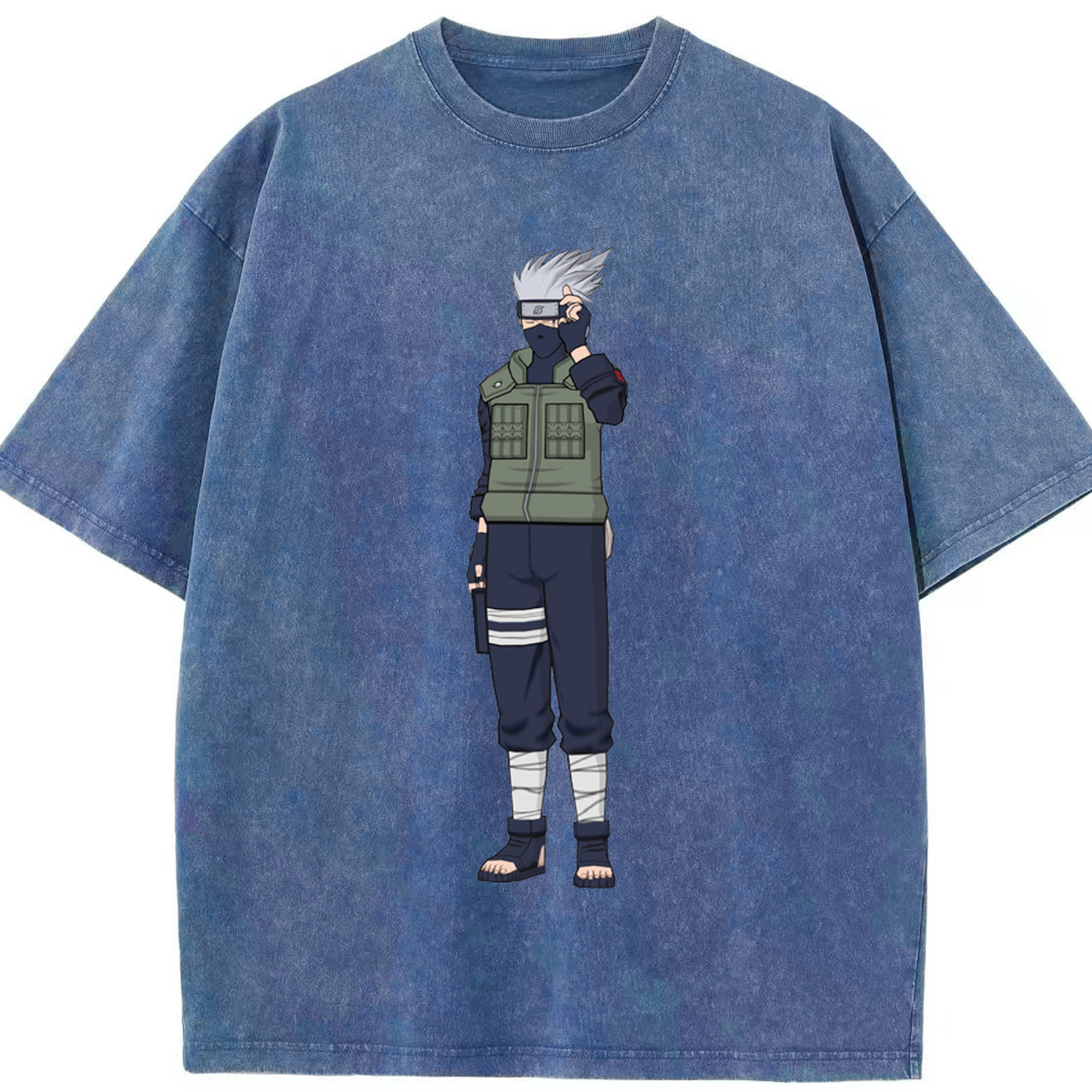 （画像用） NARUTO -ナルト- はたけ カカシ Hatake Kakashi 綿100% ヴィンテージ風 半袖Tシャツ（フロントプリント）