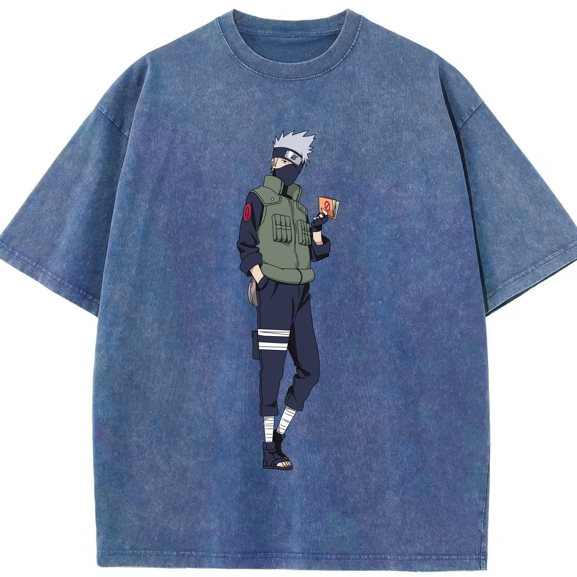 （画像用） NARUTO -ナルト- はたけ カカシ Hatake Kakashi 綿100% ヴィンテージ風 半袖Tシャツ（フロントプリント）