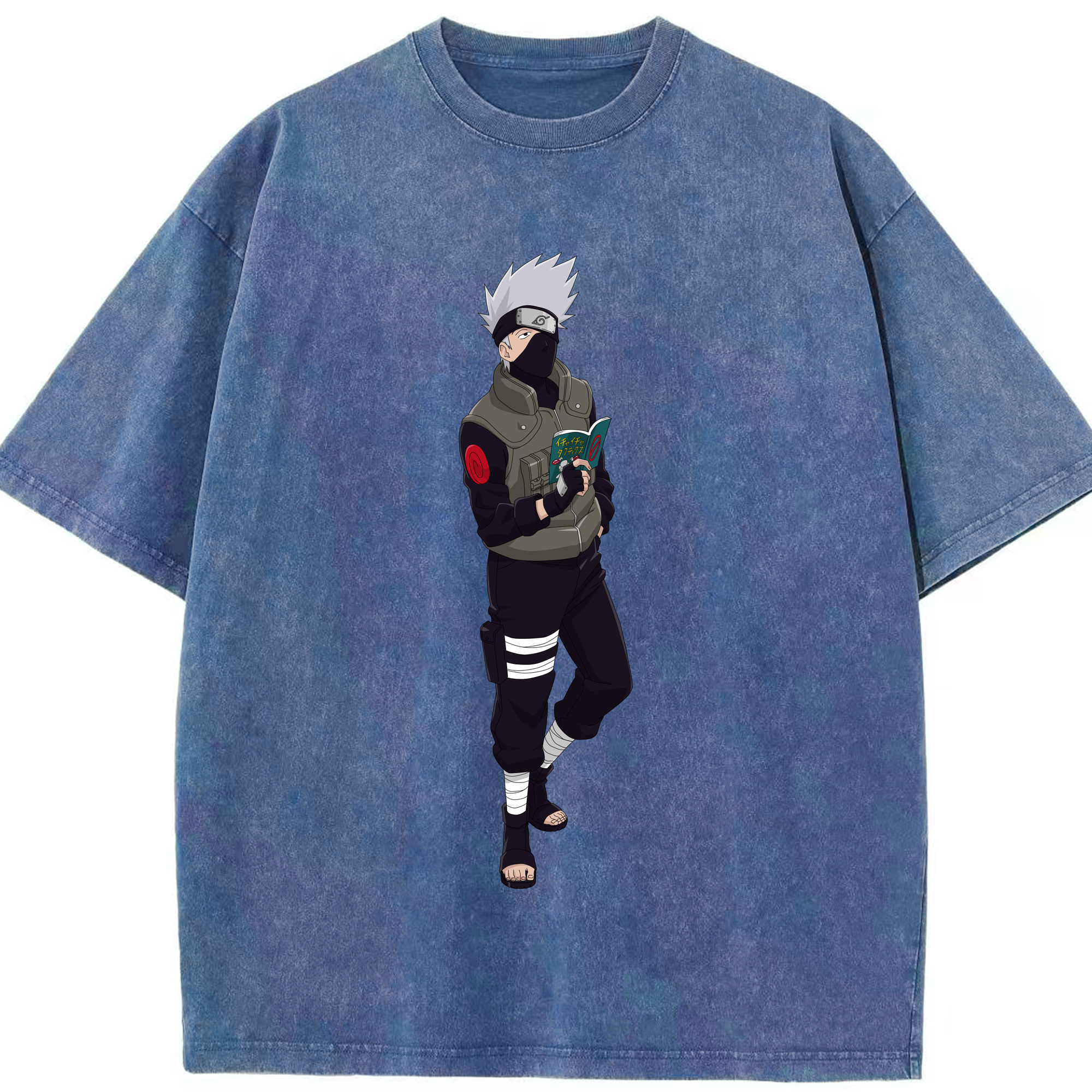 （画像用） NARUTO -ナルト- はたけ カカシ Hatake Kakashi 綿100% ヴィンテージ風 半袖Tシャツ（フロントプリント）