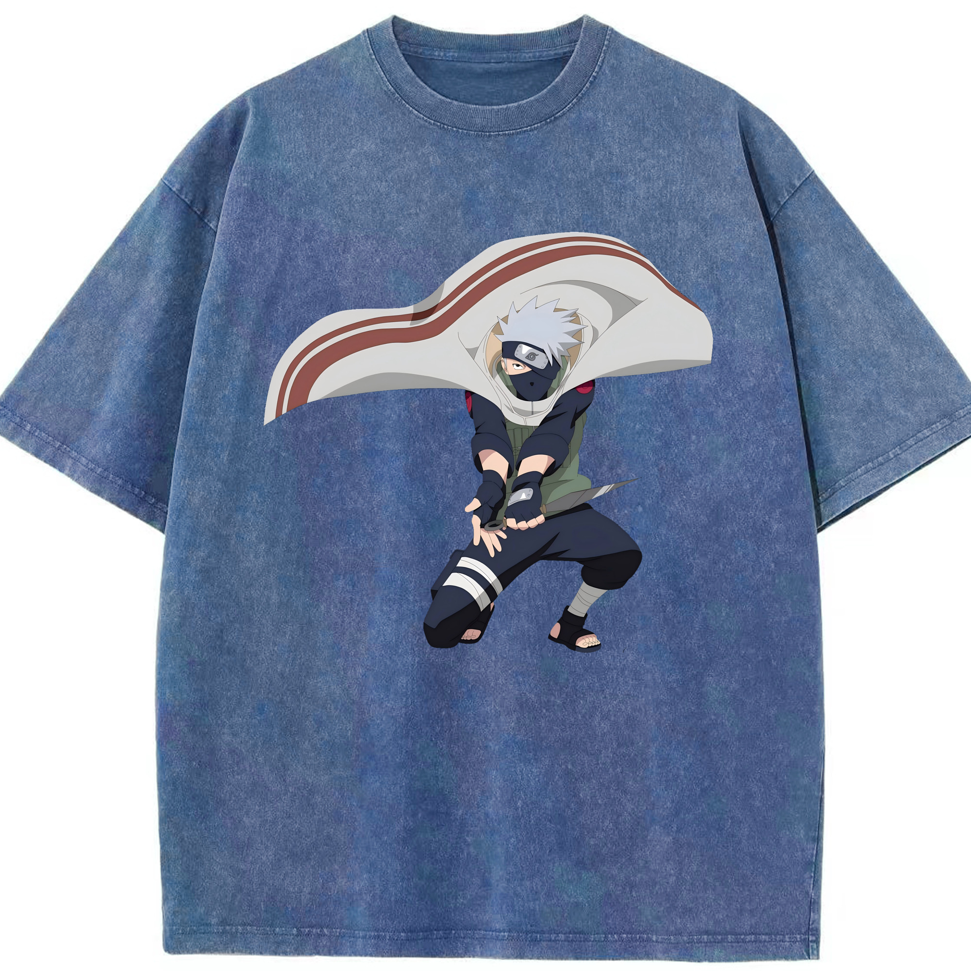 （画像用） NARUTO -ナルト- はたけ カカシ Hatake Kakashi 綿100% ヴィンテージ風 半袖Tシャツ（フロントプリント）