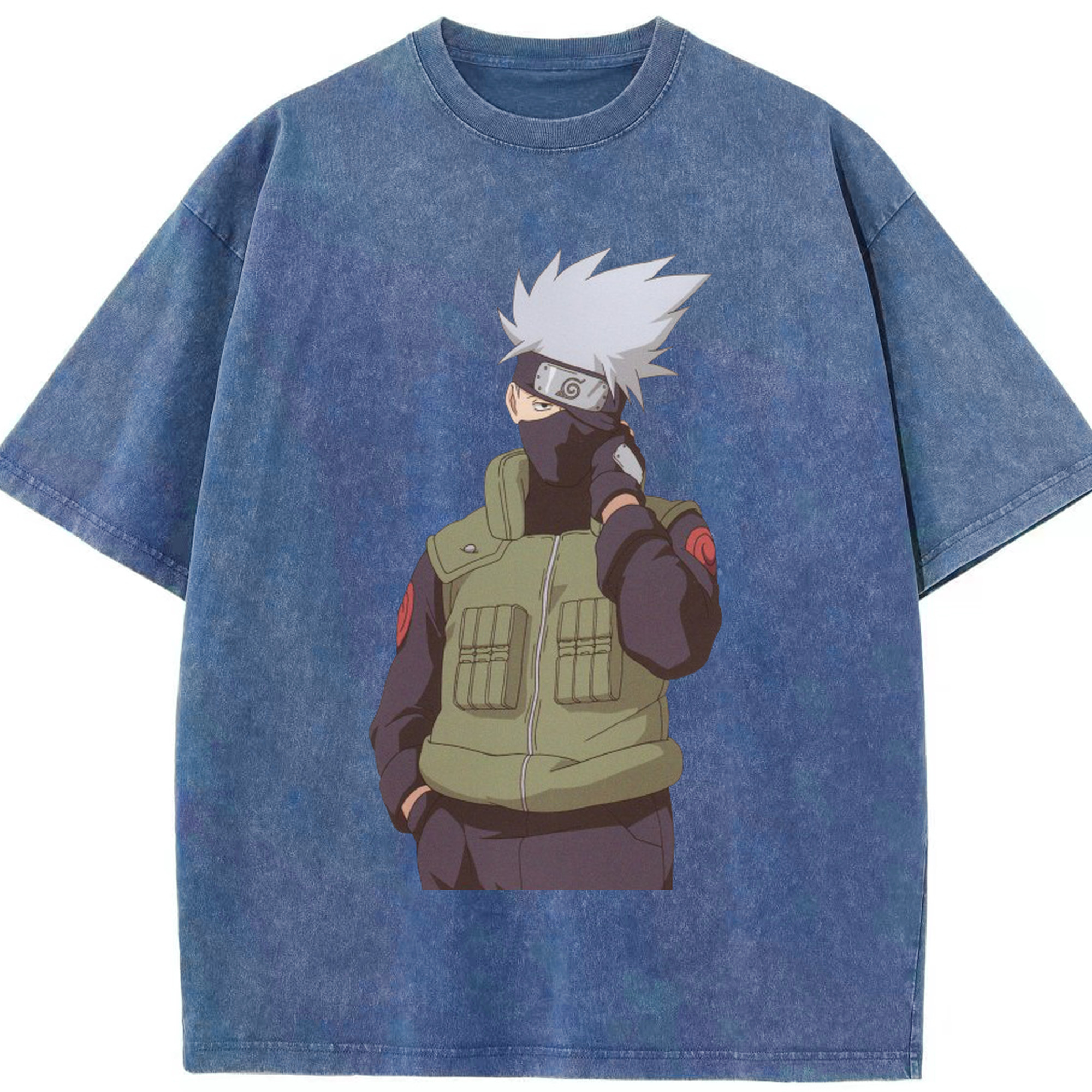 （画像用） NARUTO -ナルト- はたけ カカシ Hatake Kakashi 綿100% ヴィンテージ風 半袖Tシャツ（フロントプリント）