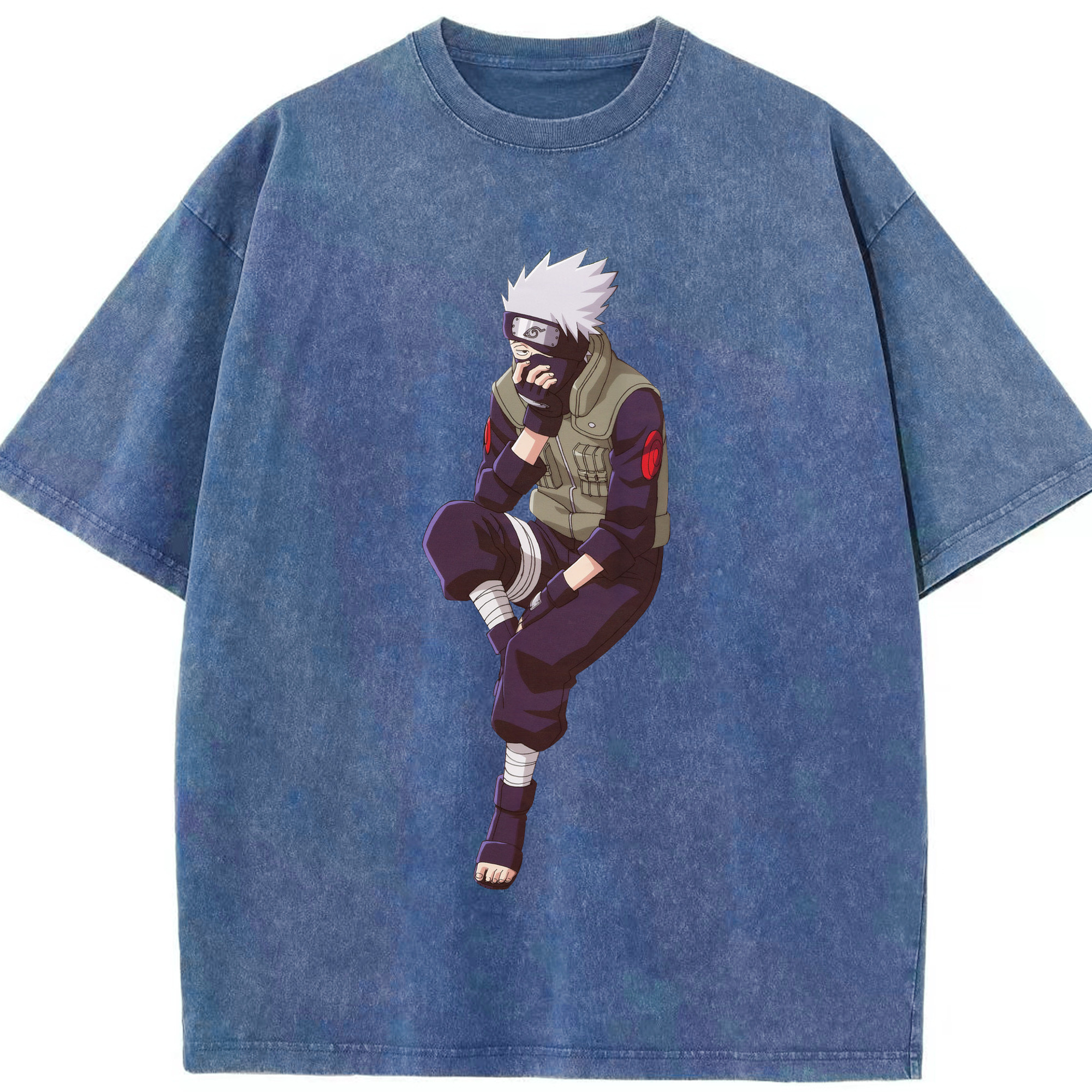 （画像用） NARUTO -ナルト- はたけ カカシ Hatake Kakashi 綿100% ヴィンテージ風 半袖Tシャツ（フロントプリント）