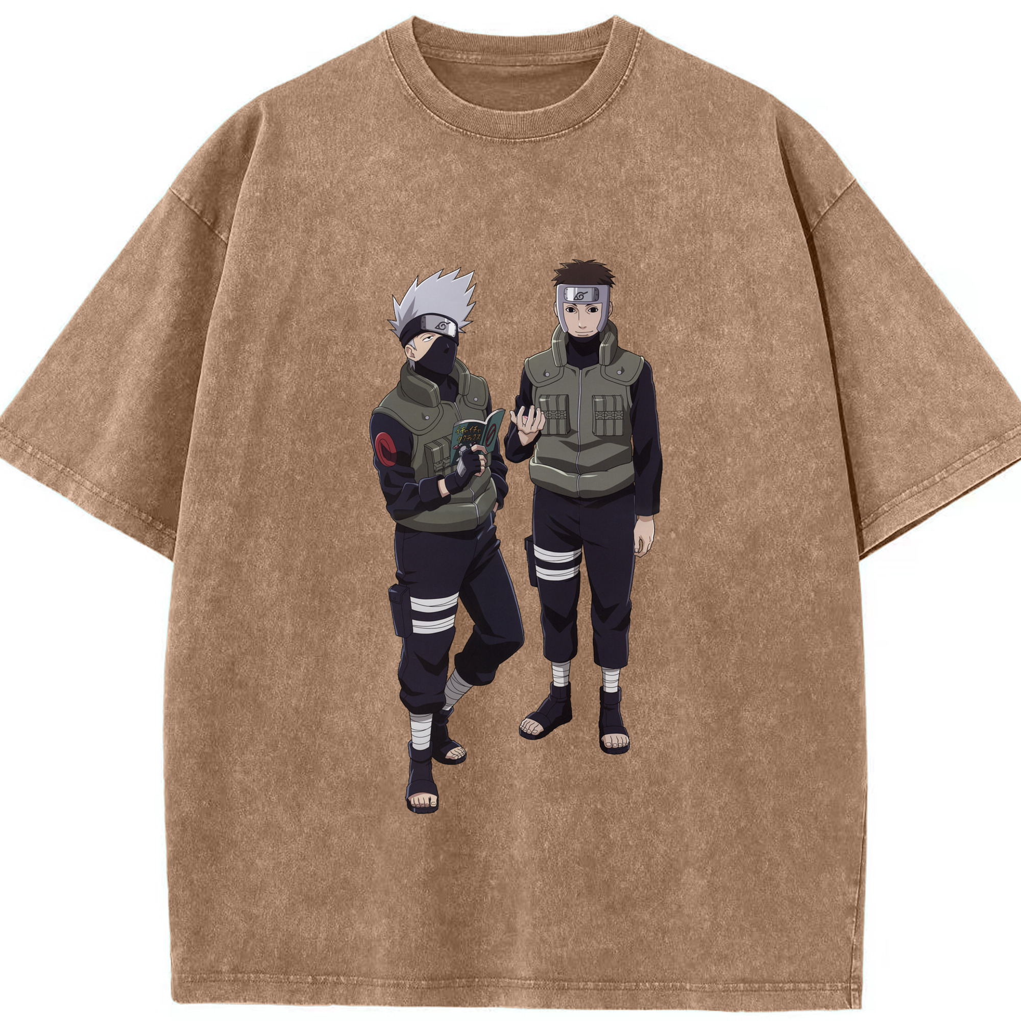 （画像用） NARUTO -ナルト- はたけ カカシ Hatake Kakashi 綿100% ヴィンテージ風 半袖Tシャツ（フロントプリント）