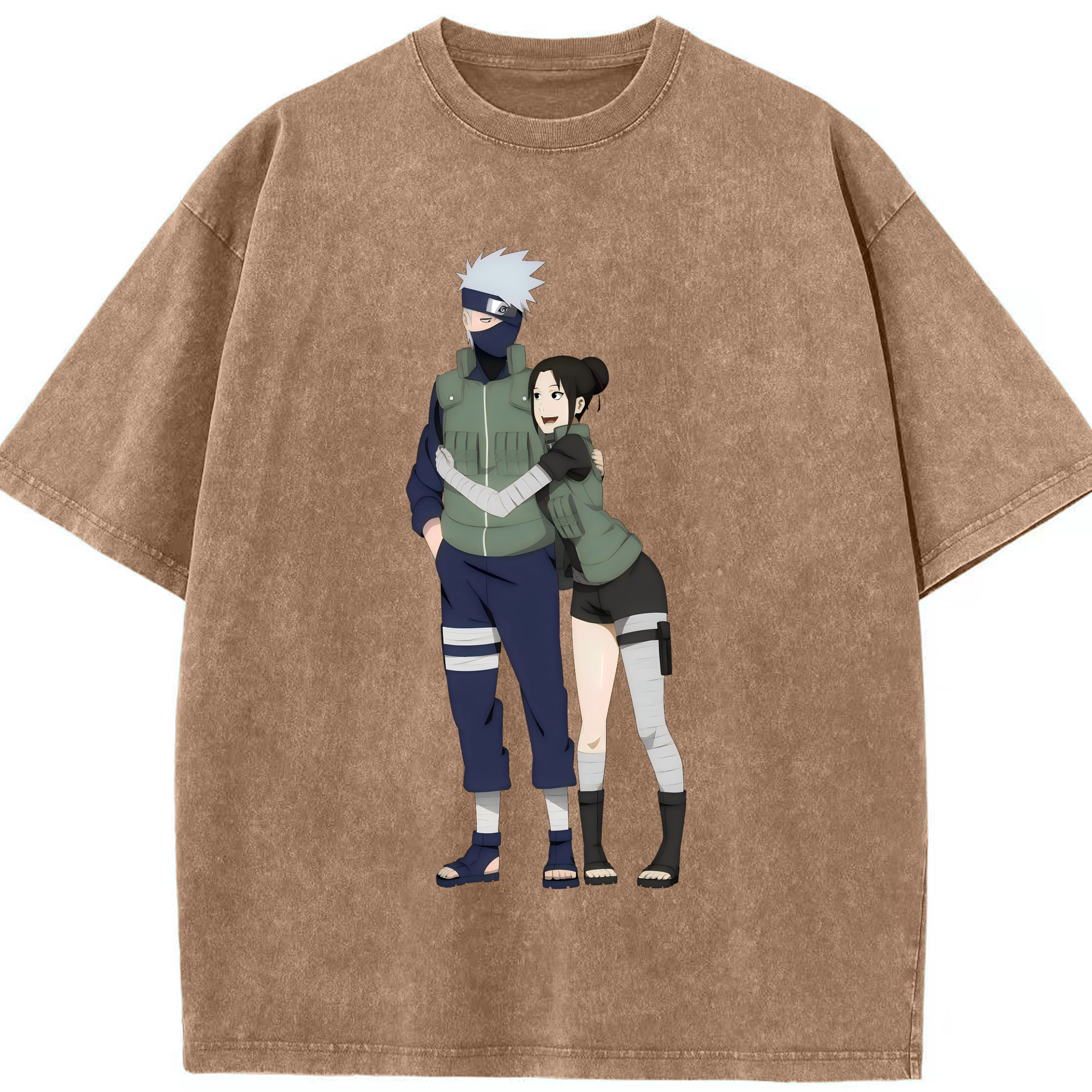 （画像用） NARUTO -ナルト- はたけ カカシ Hatake Kakashi 綿100% ヴィンテージ風 半袖Tシャツ（フロントプリント）