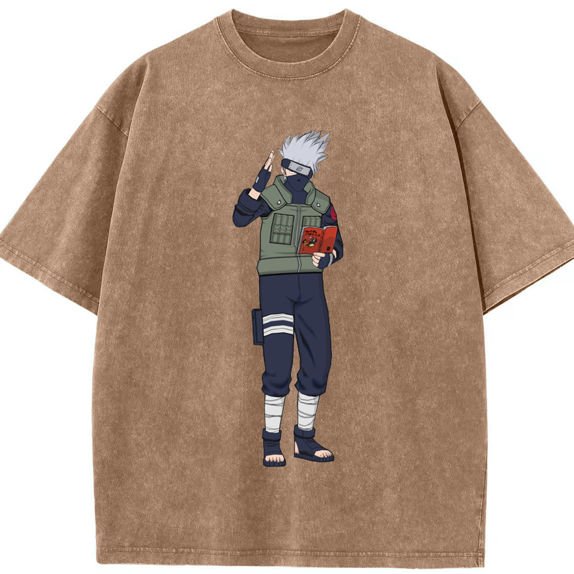（画像用） NARUTO -ナルト- はたけ カカシ Hatake Kakashi 綿100% ヴィンテージ風 半袖Tシャツ（フロントプリント）