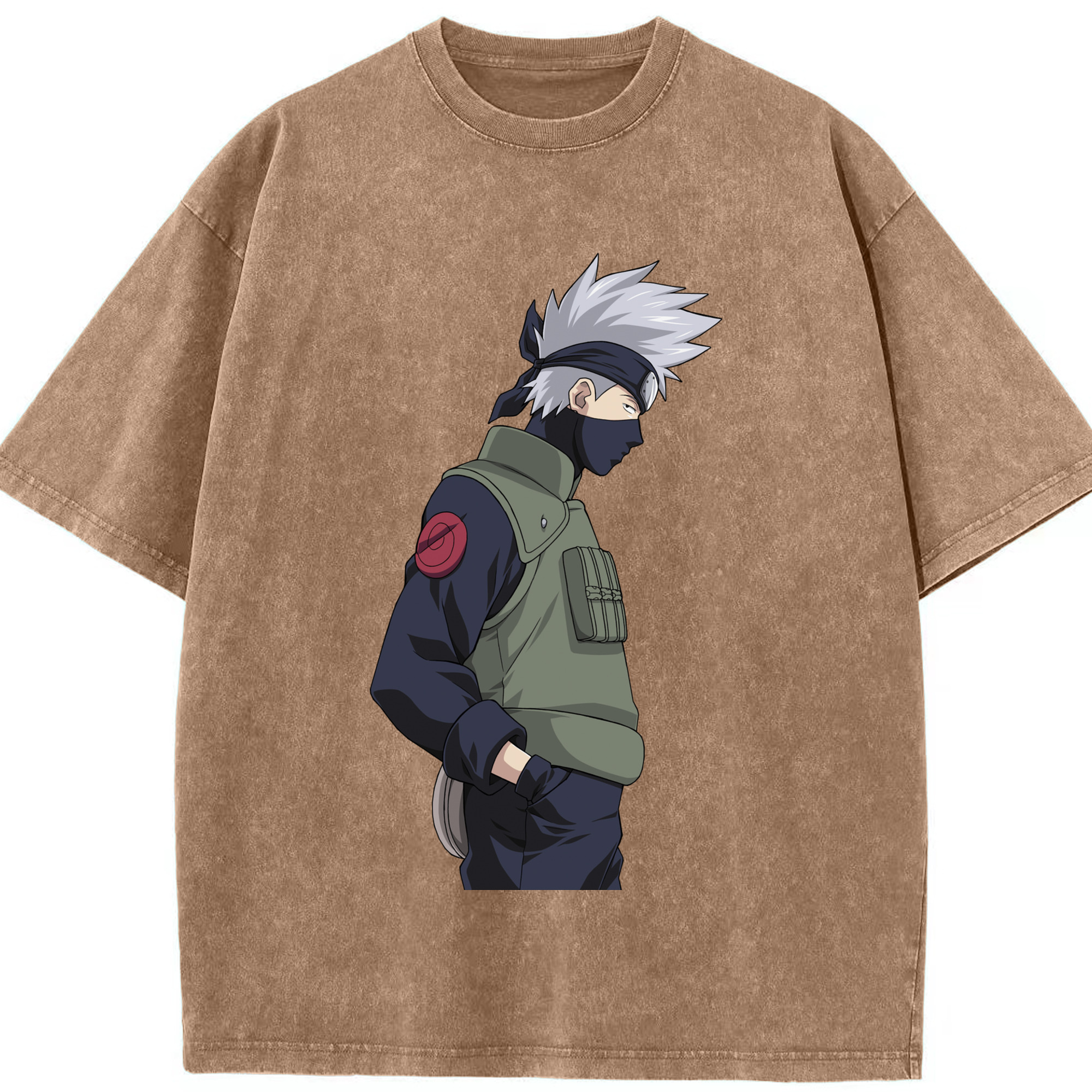 （画像用） NARUTO -ナルト- はたけ カカシ Hatake Kakashi 綿100% ヴィンテージ風 半袖Tシャツ（フロントプリント）