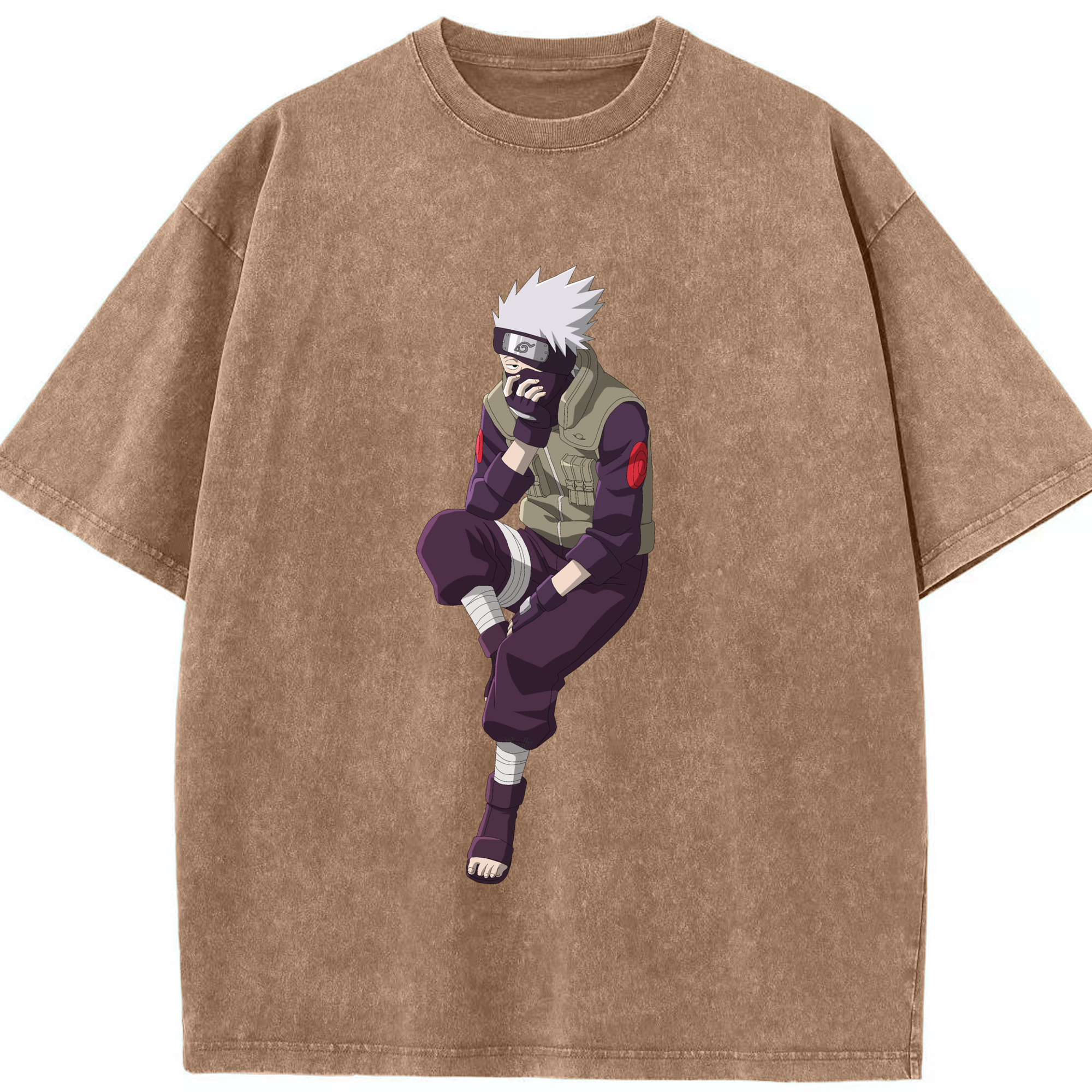 （画像用） NARUTO -ナルト- はたけ カカシ Hatake Kakashi 綿100% ヴィンテージ風 半袖Tシャツ（フロントプリント）