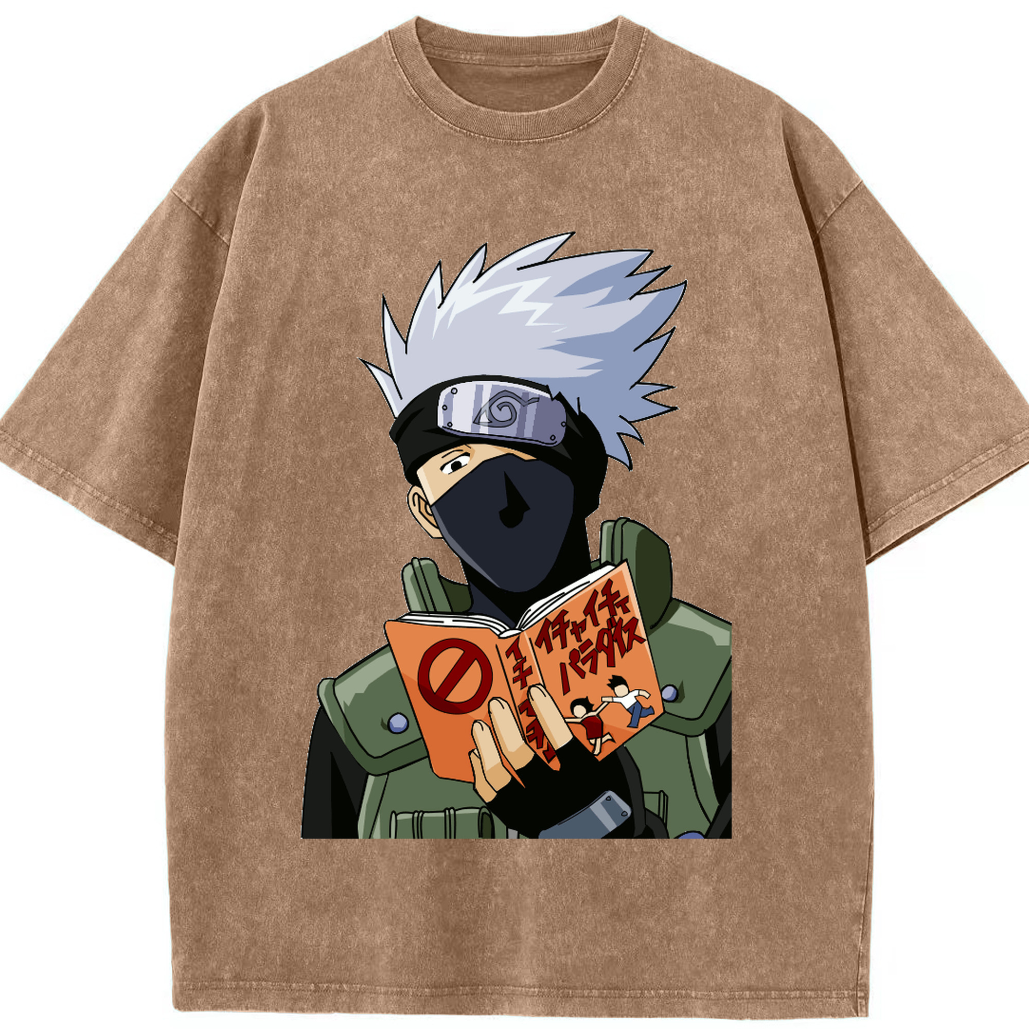 （画像用） NARUTO -ナルト- はたけ カカシ Hatake Kakashi 綿100% ヴィンテージ風 半袖Tシャツ（フロントプリント）