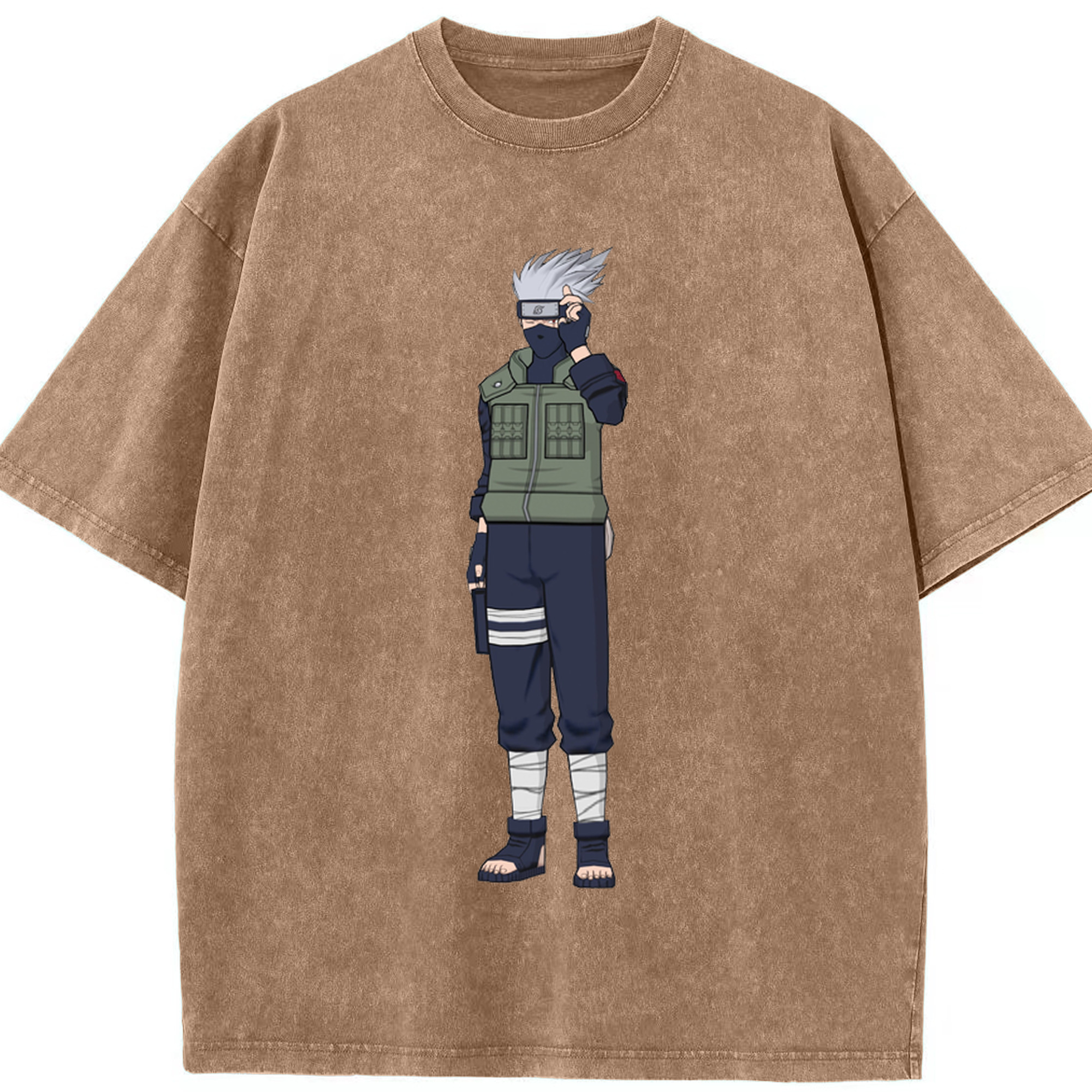 （画像用） NARUTO -ナルト- はたけ カカシ Hatake Kakashi 綿100% ヴィンテージ風 半袖Tシャツ（フロントプリント）