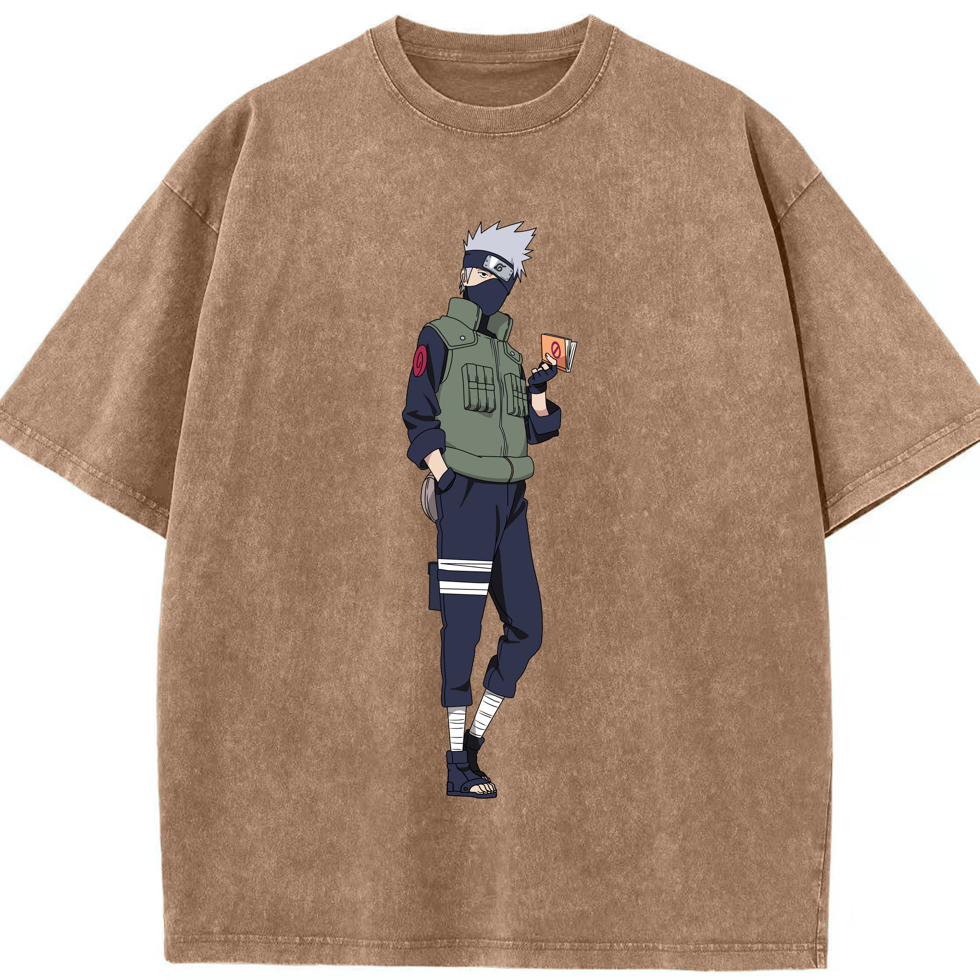 （画像用） NARUTO -ナルト- はたけ カカシ Hatake Kakashi 綿100% ヴィンテージ風 半袖Tシャツ（フロントプリント）