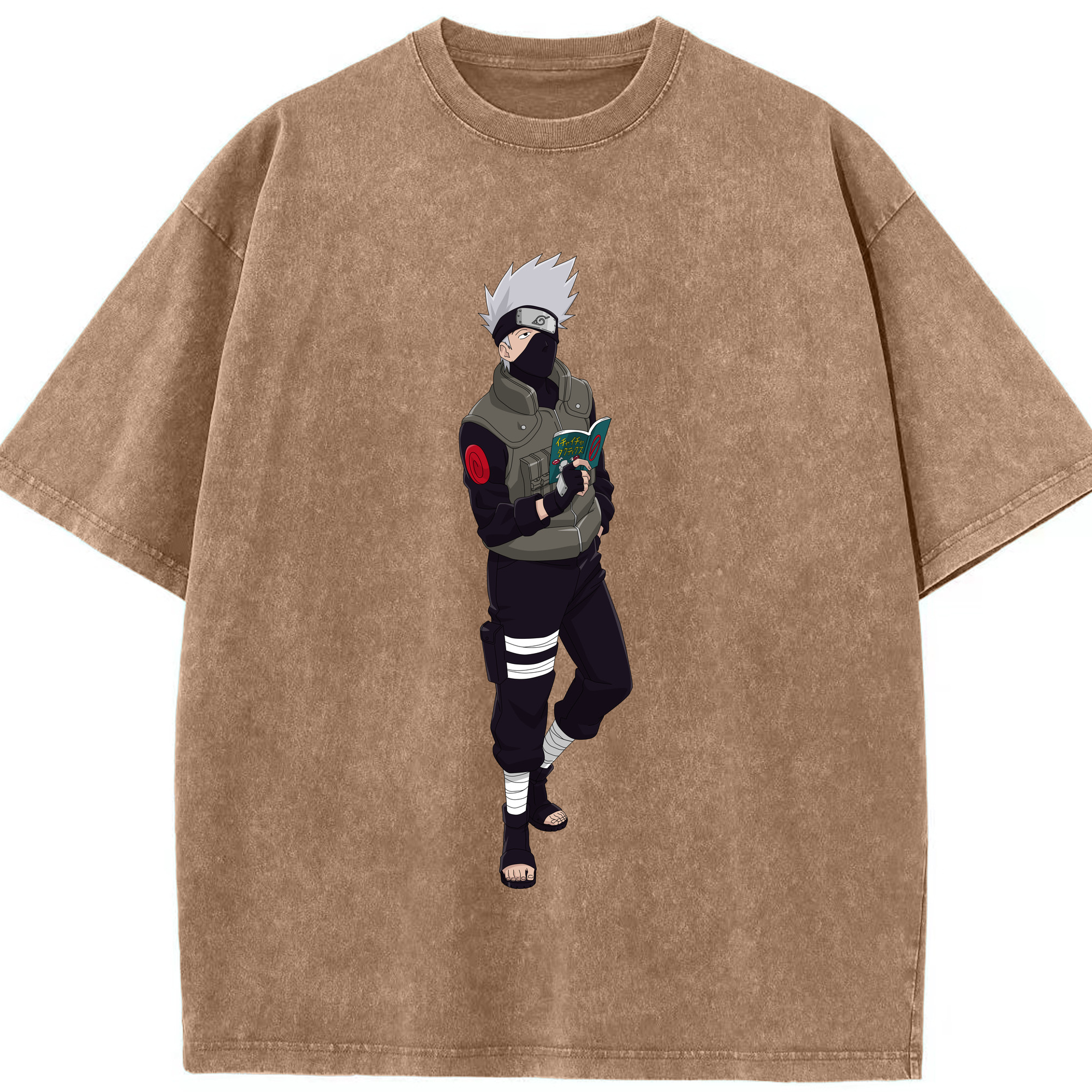 （画像用） NARUTO -ナルト- はたけ カカシ Hatake Kakashi 綿100% ヴィンテージ風 半袖Tシャツ（フロントプリント）