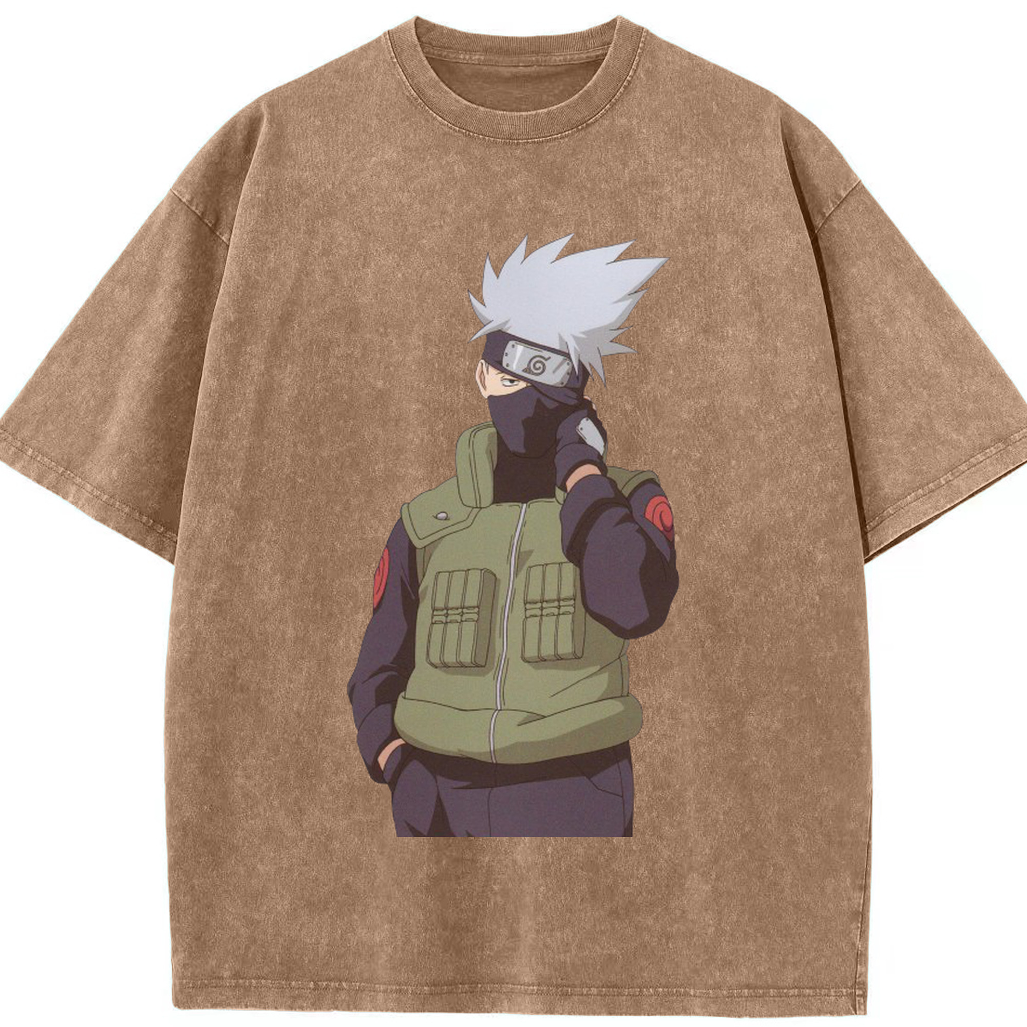 （画像用） NARUTO -ナルト- はたけ カカシ Hatake Kakashi 綿100% ヴィンテージ風 半袖Tシャツ（フロントプリント）