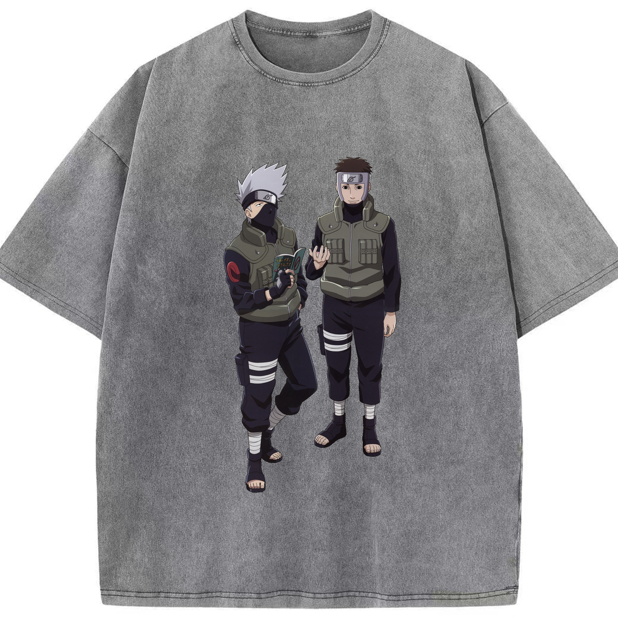 （画像用） NARUTO -ナルト- はたけ カカシ Hatake Kakashi 綿100% ヴィンテージ風 半袖Tシャツ（フロントプリント）