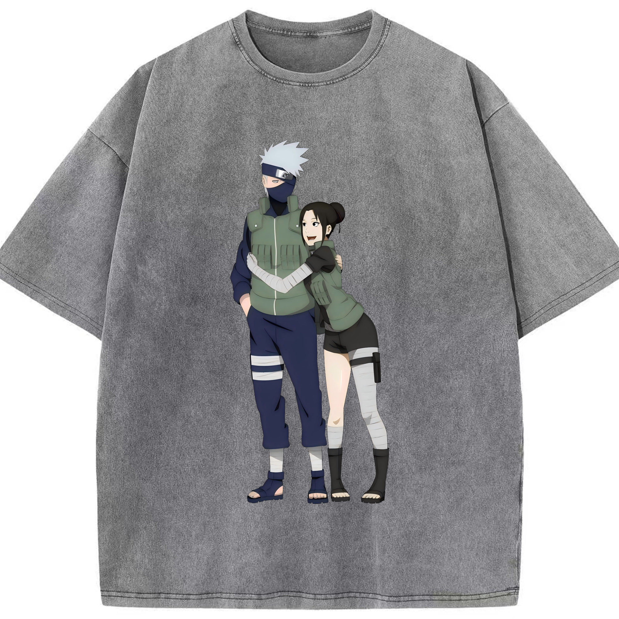 （画像用） NARUTO -ナルト- はたけ カカシ Hatake Kakashi 綿100% ヴィンテージ風 半袖Tシャツ（フロントプリント）