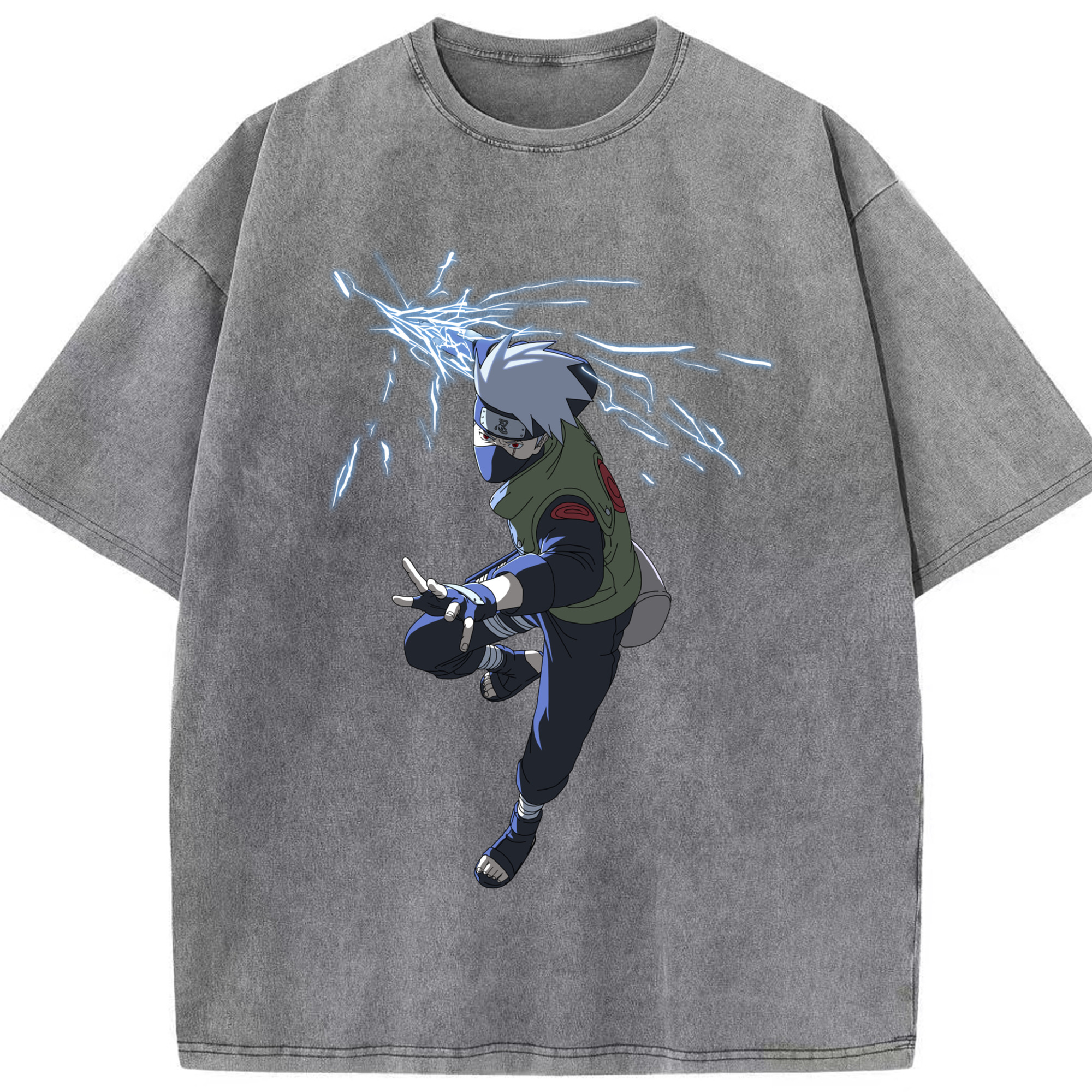 （画像用） NARUTO -ナルト- はたけ カカシ Hatake Kakashi 綿100% ヴィンテージ風 半袖Tシャツ（フロントプリント）