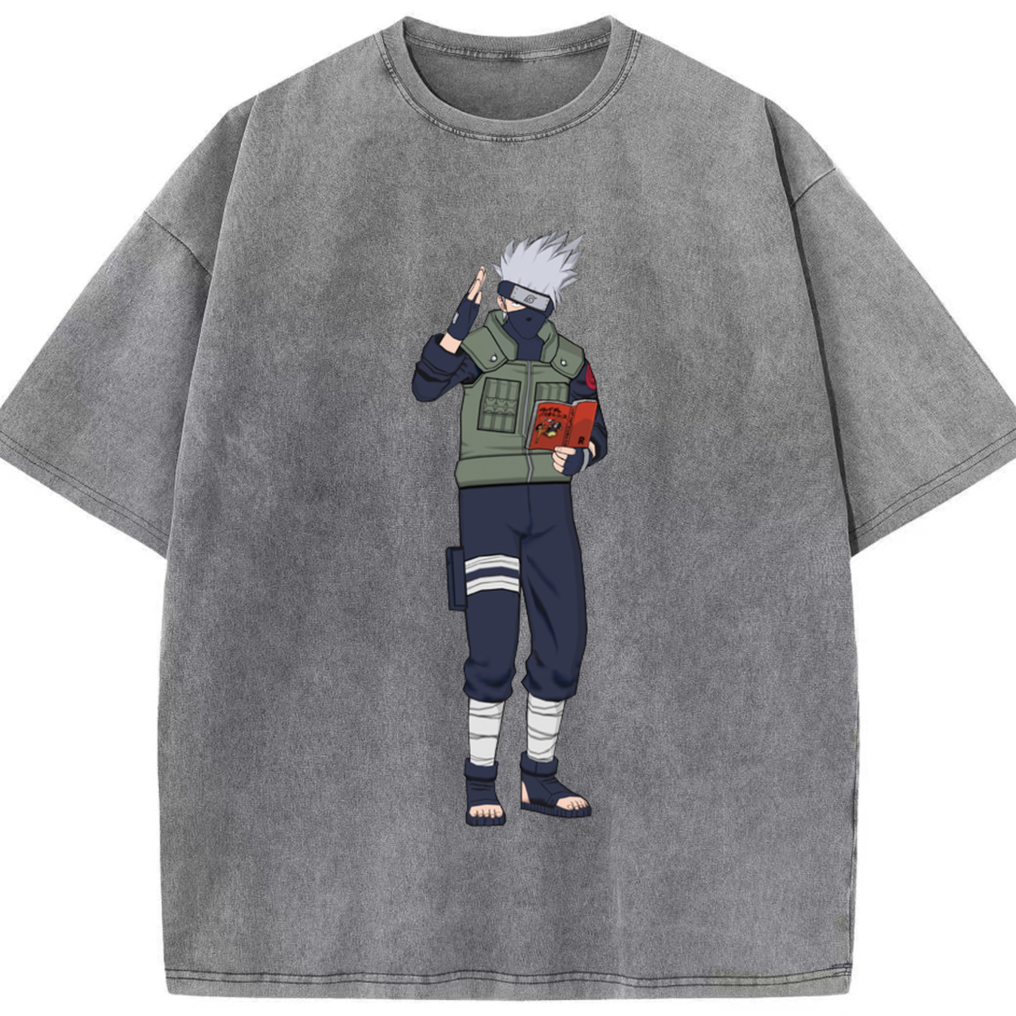 （画像用） NARUTO -ナルト- はたけ カカシ Hatake Kakashi 綿100% ヴィンテージ風 半袖Tシャツ（フロントプリント）