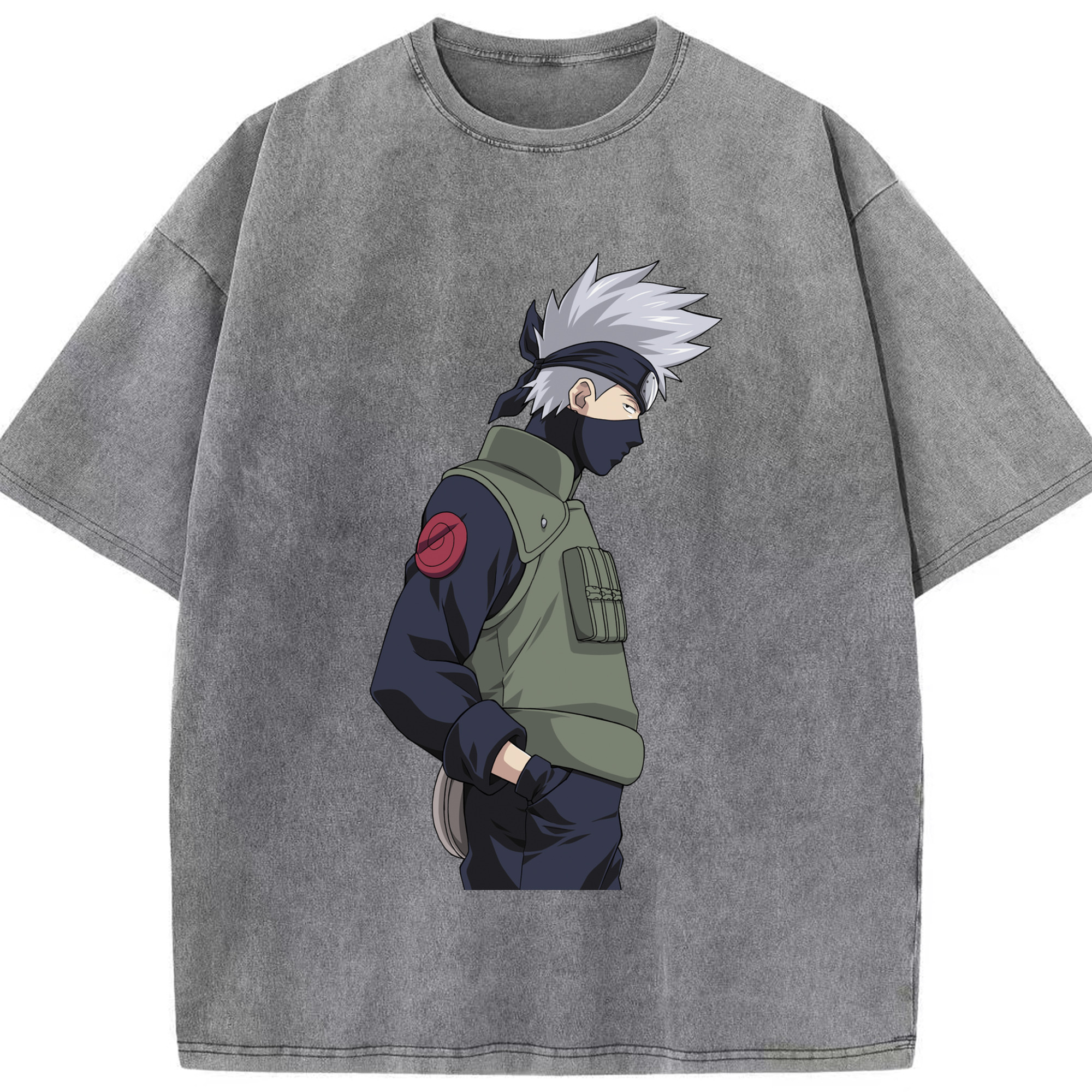 （画像用） NARUTO -ナルト- はたけ カカシ Hatake Kakashi 綿100% ヴィンテージ風 半袖Tシャツ（フロントプリント）
