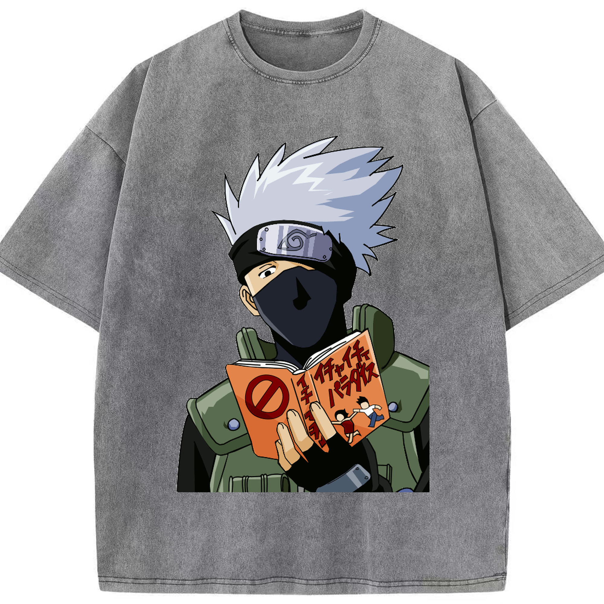 （画像用） NARUTO -ナルト- はたけ カカシ Hatake Kakashi 綿100% ヴィンテージ風 半袖Tシャツ（フロントプリント）
