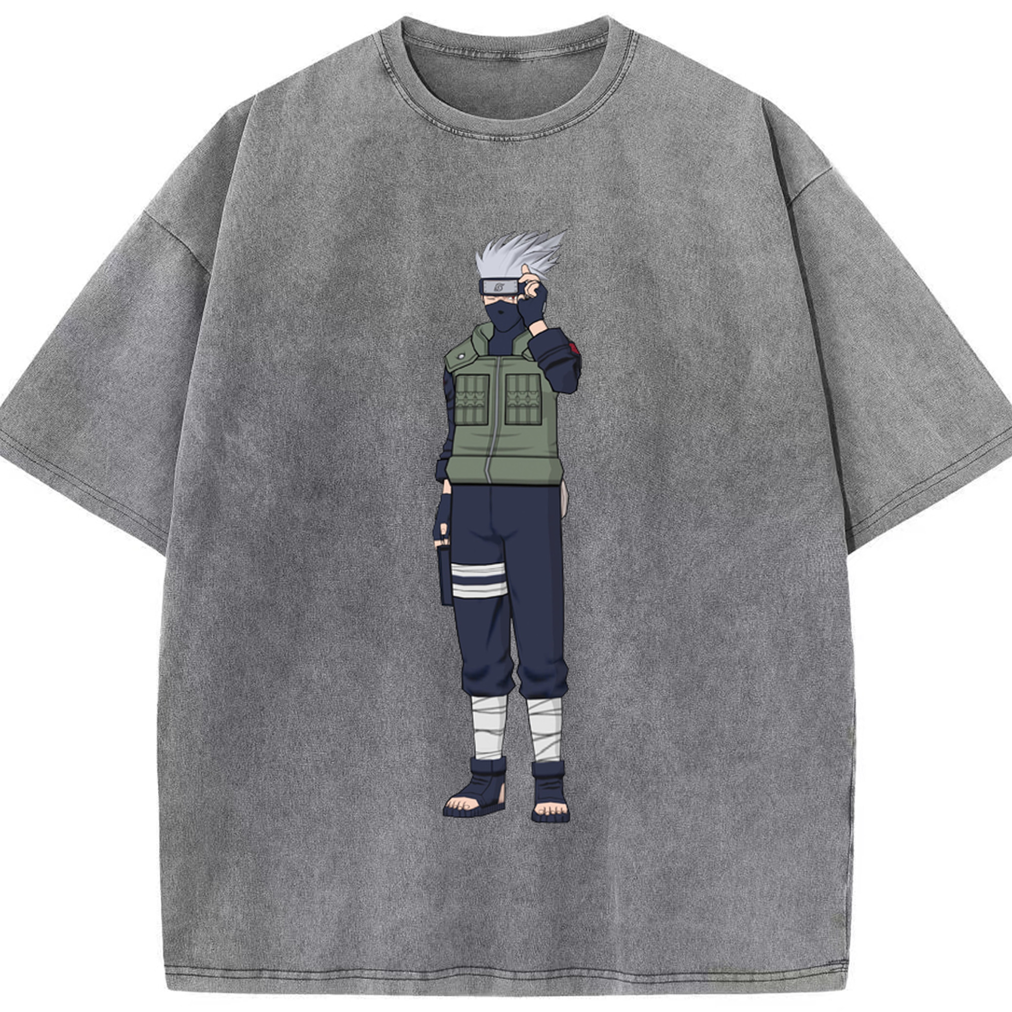 （画像用） NARUTO -ナルト- はたけ カカシ Hatake Kakashi 綿100% ヴィンテージ風 半袖Tシャツ（フロントプリント）