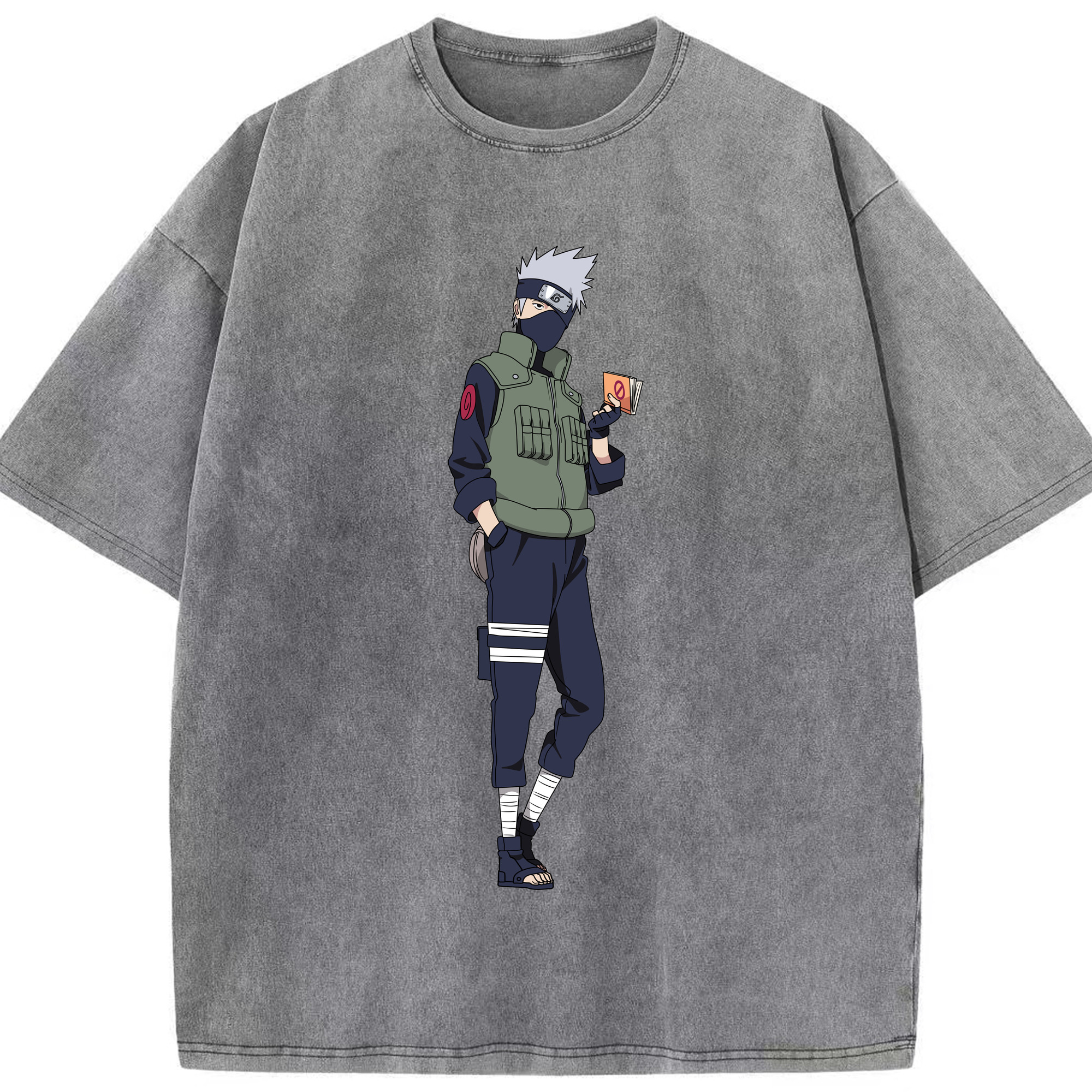 （画像用） NARUTO -ナルト- はたけ カカシ Hatake Kakashi 綿100% ヴィンテージ風 半袖Tシャツ（フロントプリント）