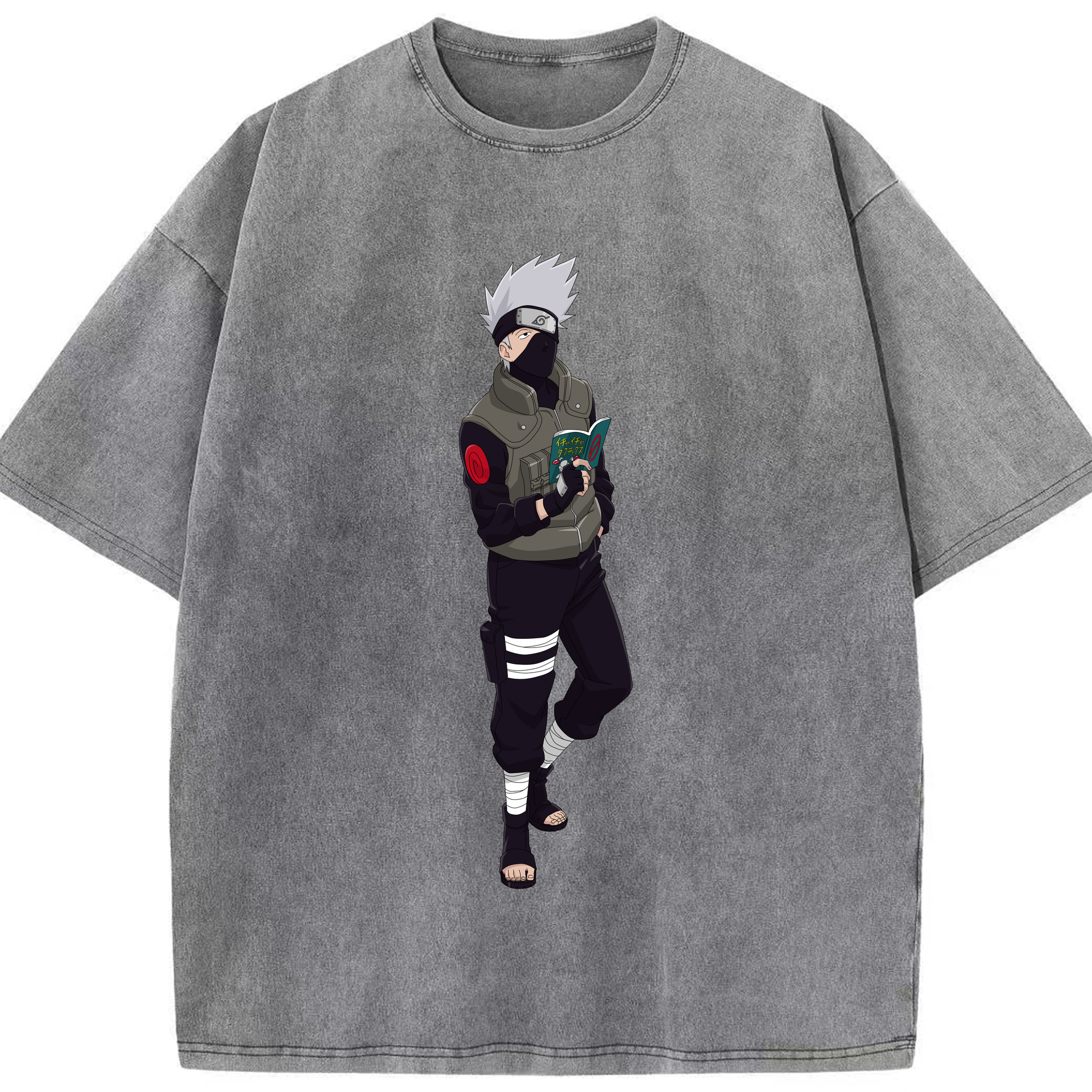 （画像用） NARUTO -ナルト- はたけ カカシ Hatake Kakashi 綿100% ヴィンテージ風 半袖Tシャツ（フロントプリント）