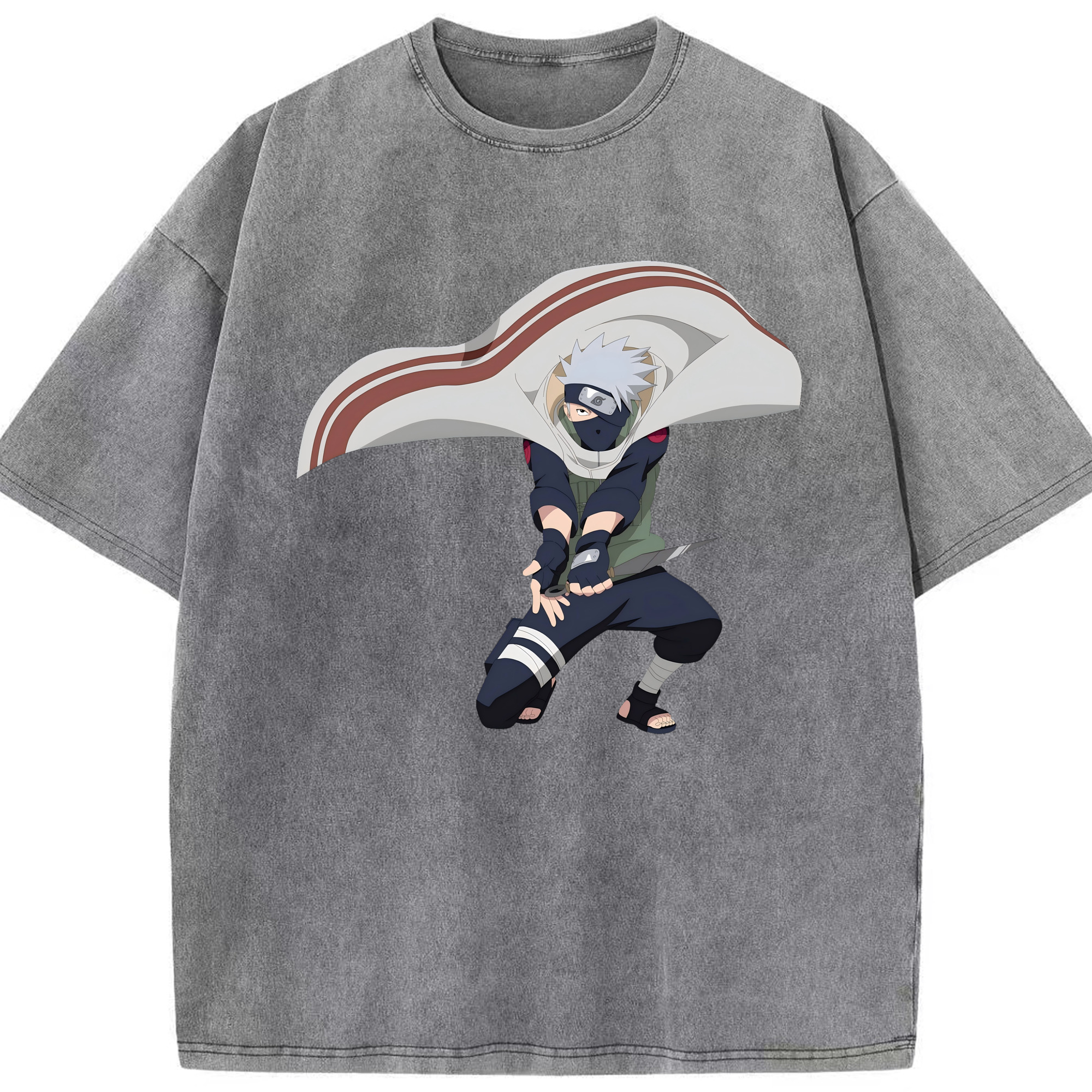 （画像用） NARUTO -ナルト- はたけ カカシ Hatake Kakashi 綿100% ヴィンテージ風 半袖Tシャツ（フロントプリント）