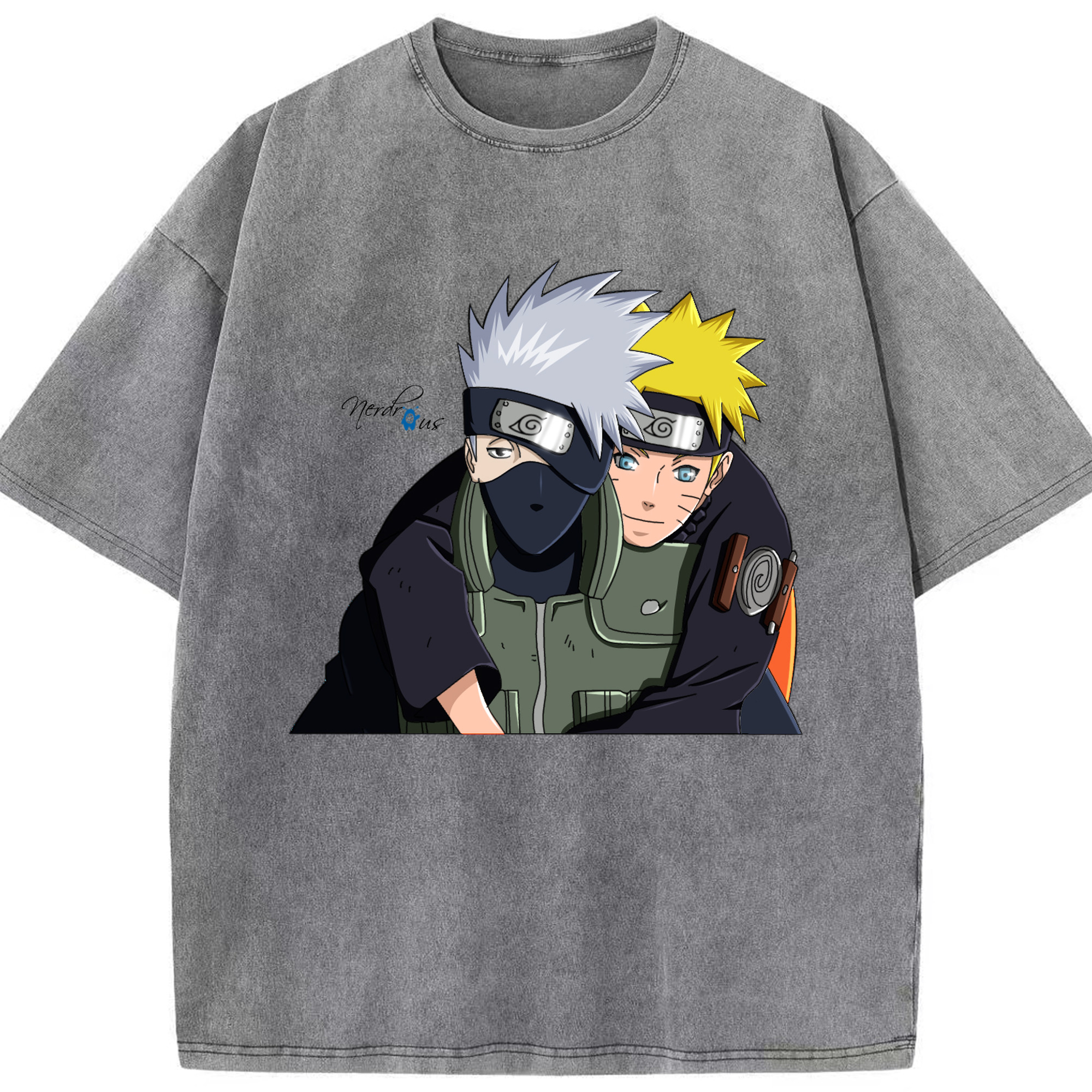 （画像用） NARUTO -ナルト- はたけ カカシ Hatake Kakashi 綿100% ヴィンテージ風 半袖Tシャツ（フロントプリント）
