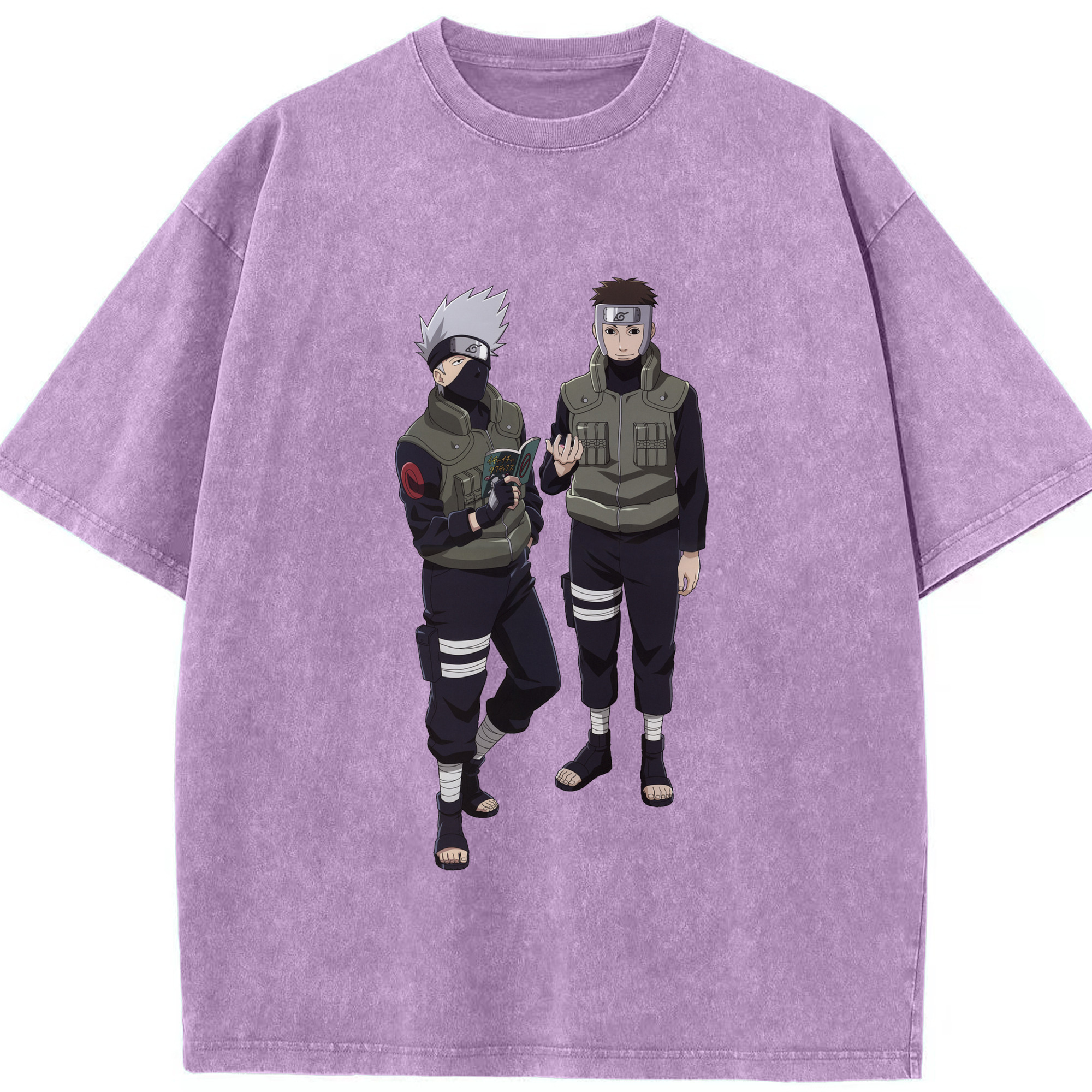 （画像用） NARUTO -ナルト- はたけ カカシ Hatake Kakashi 綿100% ヴィンテージ風 半袖Tシャツ（フロントプリント）