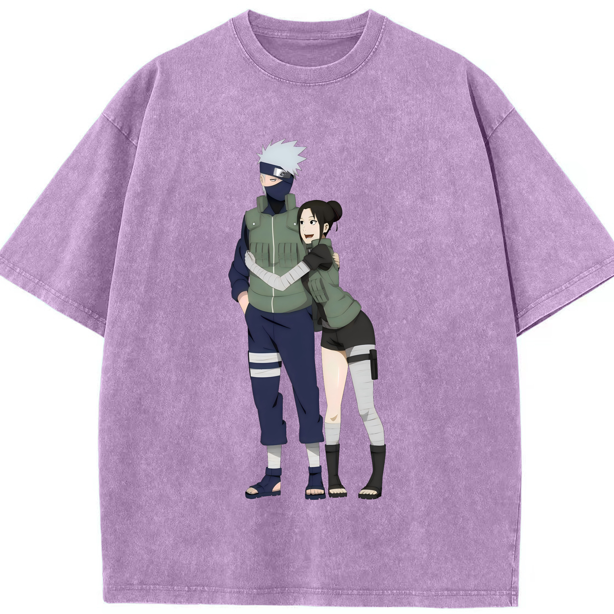 （画像用） NARUTO -ナルト- はたけ カカシ Hatake Kakashi 綿100% ヴィンテージ風 半袖Tシャツ（フロントプリント）