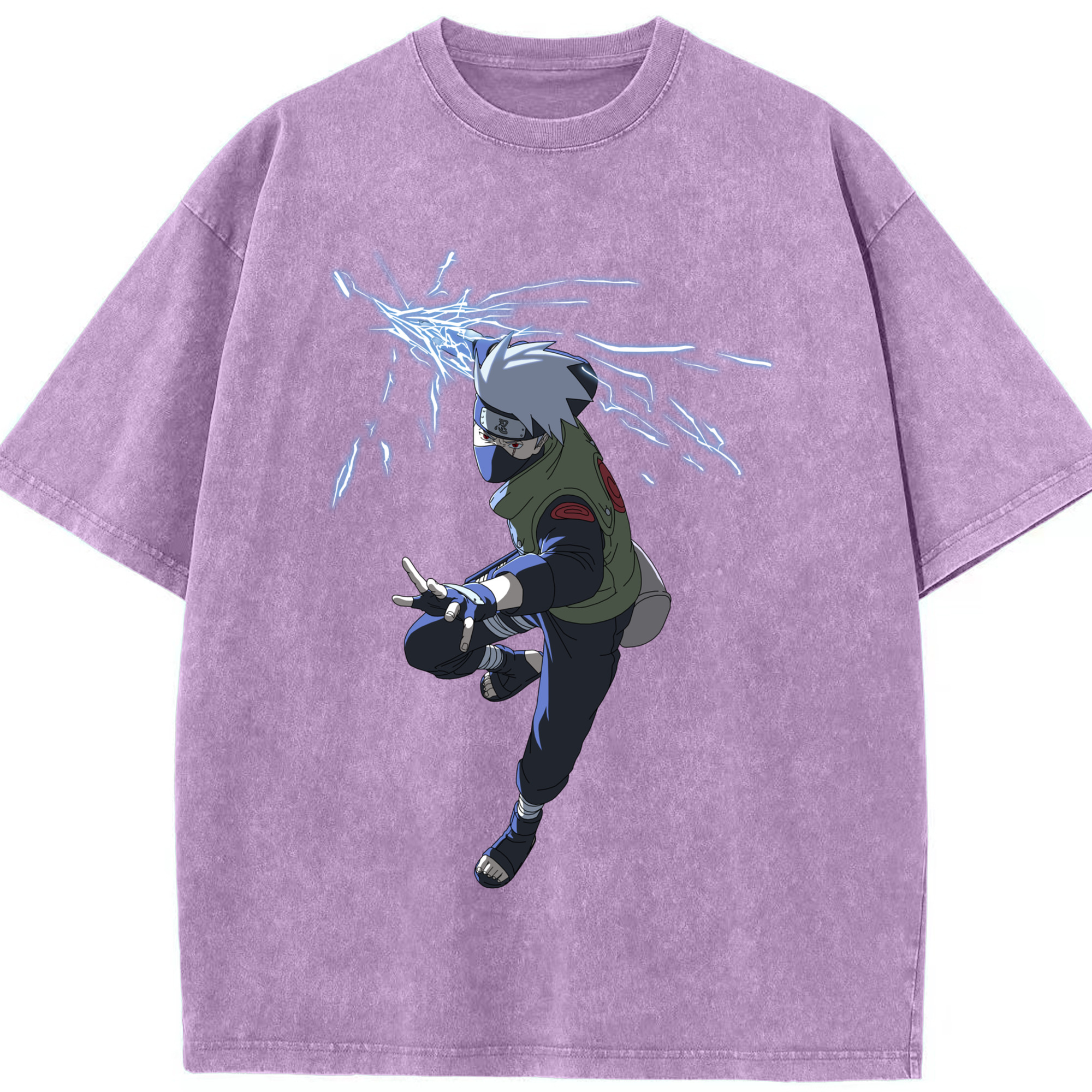 （画像用） NARUTO -ナルト- はたけ カカシ Hatake Kakashi 綿100% ヴィンテージ風 半袖Tシャツ（フロントプリント）