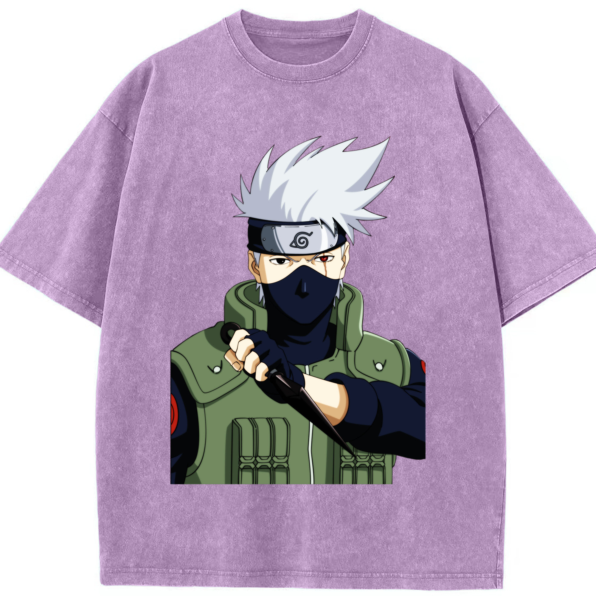 （画像用） NARUTO -ナルト- はたけ カカシ Hatake Kakashi 綿100% ヴィンテージ風 半袖Tシャツ（フロントプリント）
