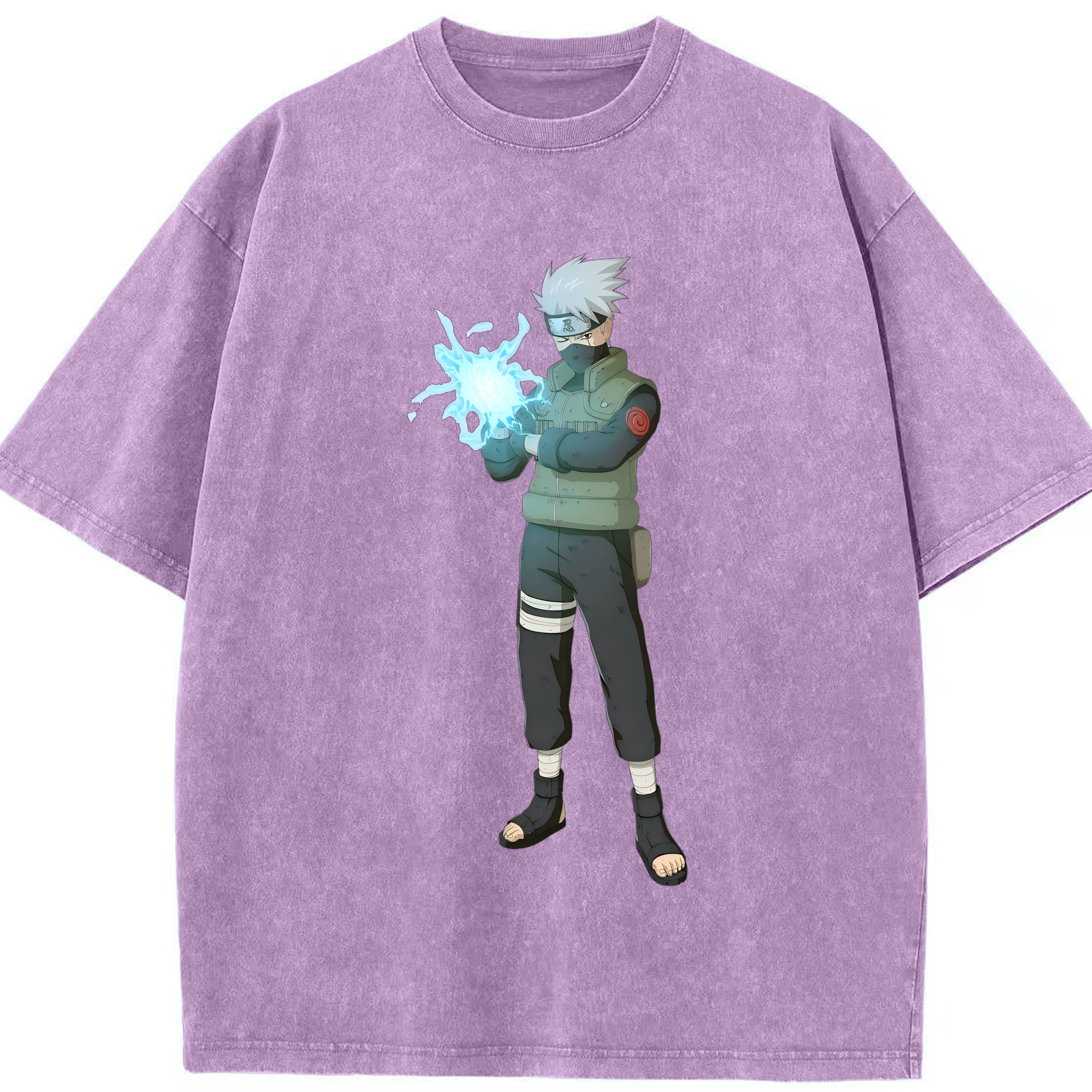 （画像用） NARUTO -ナルト- はたけ カカシ Hatake Kakashi 綿100% ヴィンテージ風 半袖Tシャツ（フロントプリント）