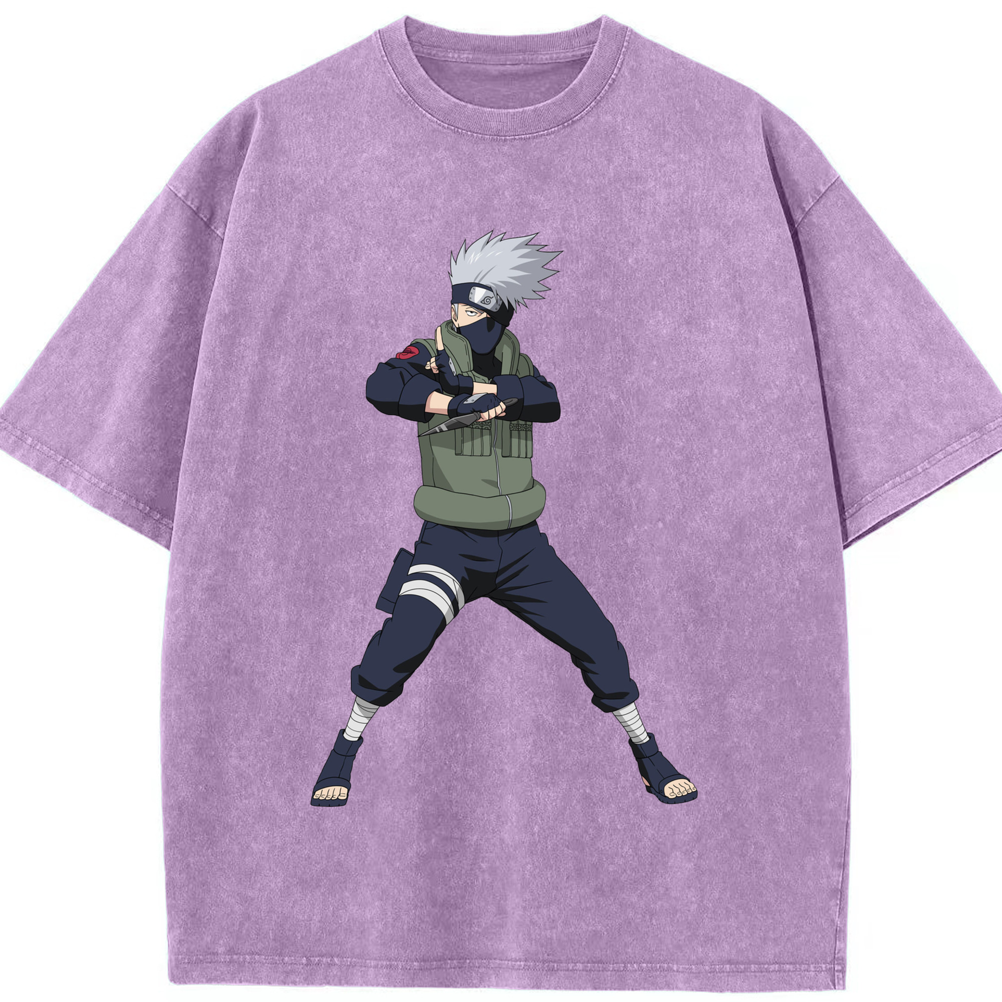 （画像用） NARUTO -ナルト- はたけ カカシ Hatake Kakashi 綿100% ヴィンテージ風 半袖Tシャツ（フロントプリント）