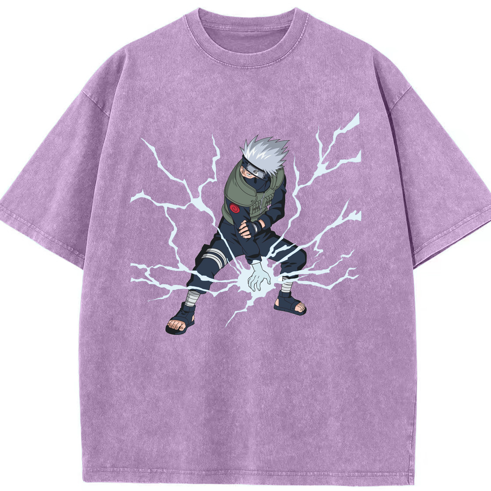 （画像用） NARUTO -ナルト- はたけ カカシ Hatake Kakashi 綿100% ヴィンテージ風 半袖Tシャツ（フロントプリント）