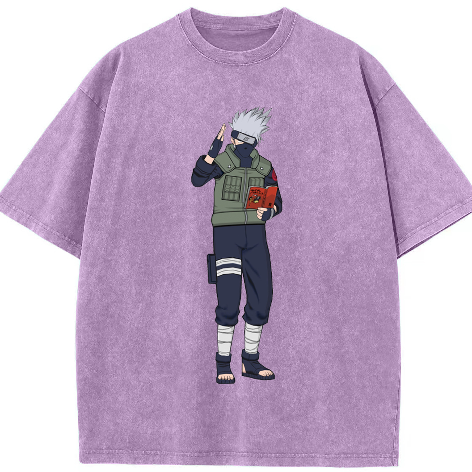 （画像用） NARUTO -ナルト- はたけ カカシ Hatake Kakashi 綿100% ヴィンテージ風 半袖Tシャツ（フロントプリント）