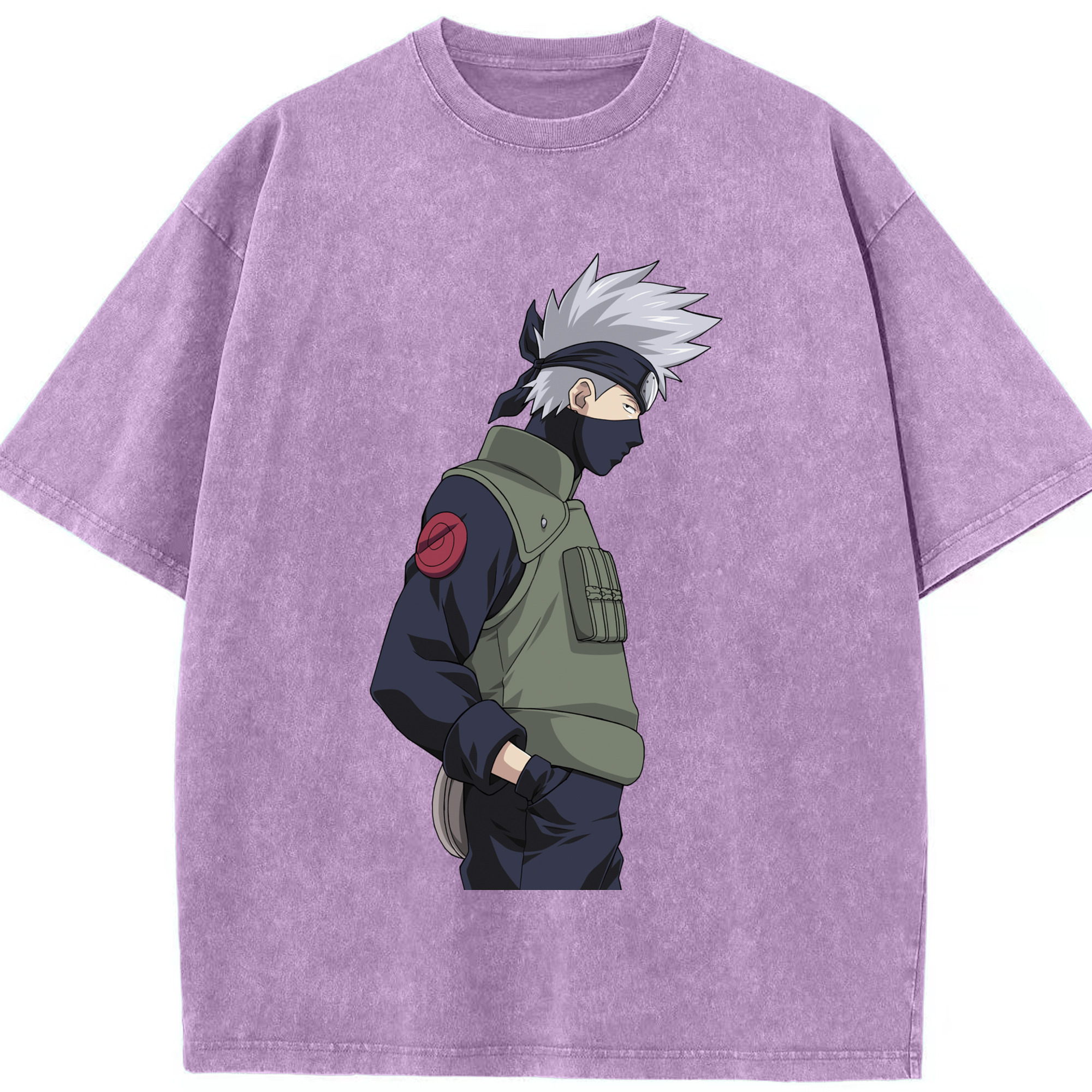 （画像用） NARUTO -ナルト- はたけ カカシ Hatake Kakashi 綿100% ヴィンテージ風 半袖Tシャツ（フロントプリント）
