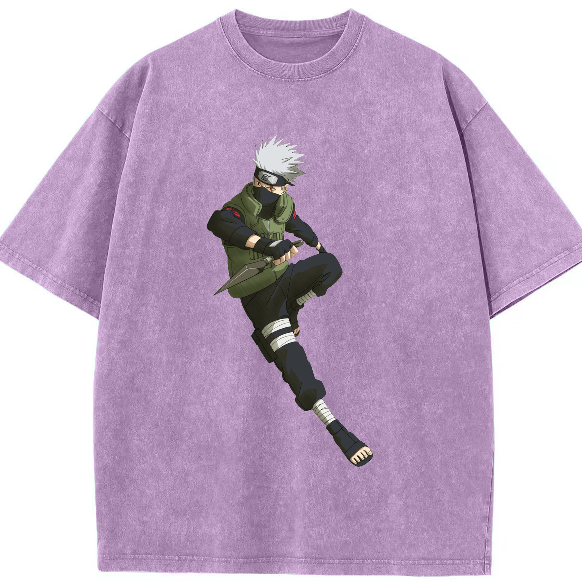 （画像用） NARUTO -ナルト- はたけ カカシ Hatake Kakashi 綿100% ヴィンテージ風 半袖Tシャツ（フロントプリント）