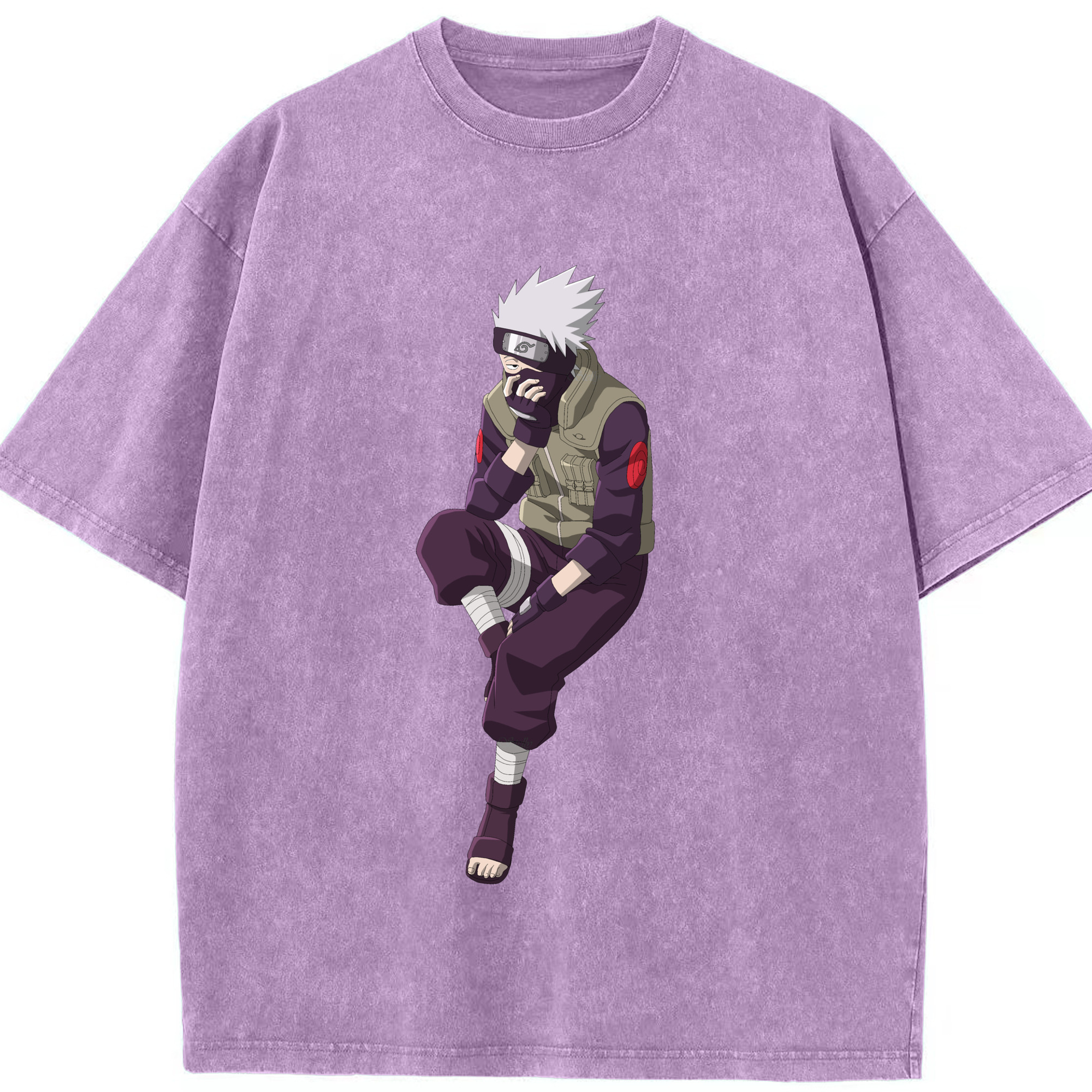 （画像用） NARUTO -ナルト- はたけ カカシ Hatake Kakashi 綿100% ヴィンテージ風 半袖Tシャツ（フロントプリント）