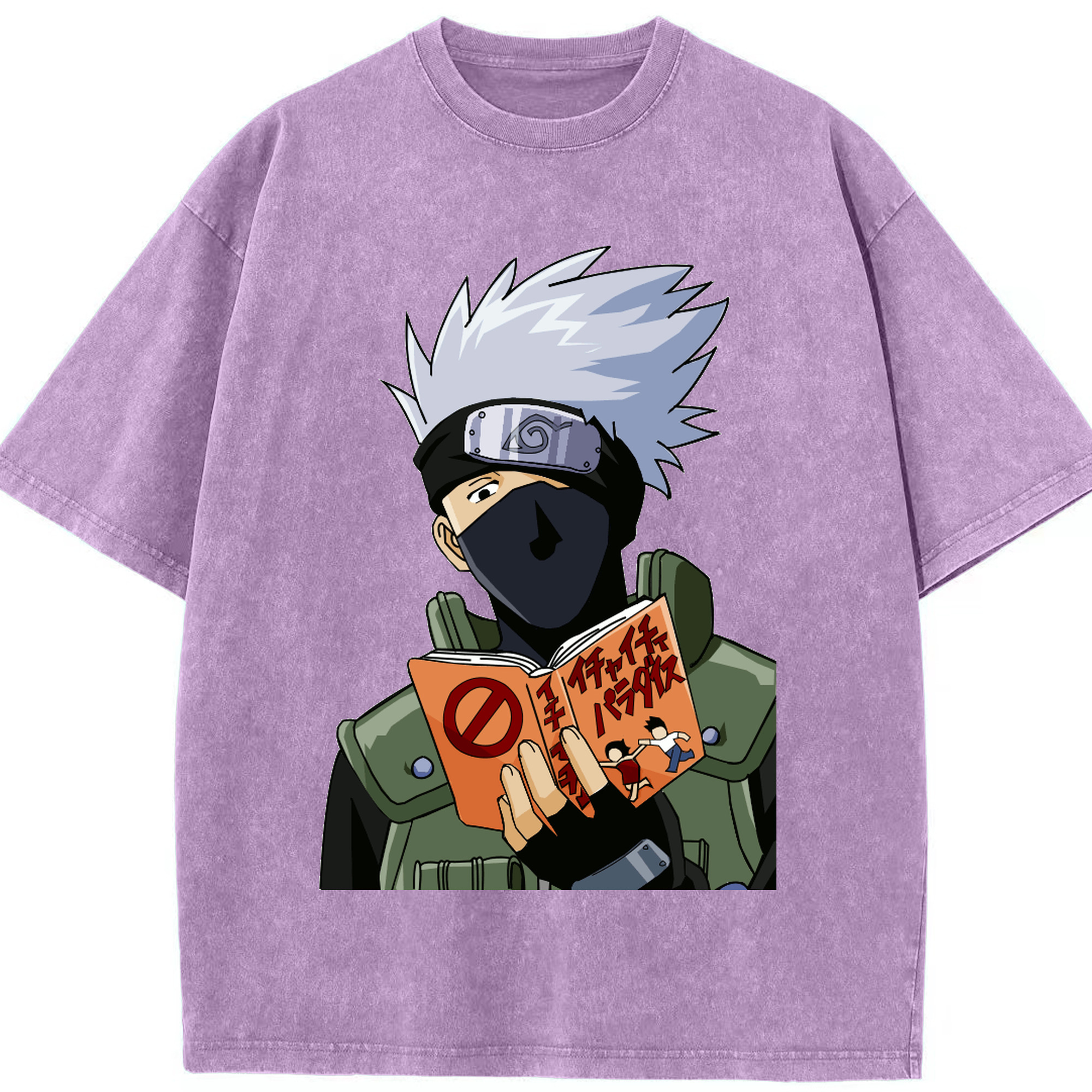 （画像用） NARUTO -ナルト- はたけ カカシ Hatake Kakashi 綿100% ヴィンテージ風 半袖Tシャツ（フロントプリント）