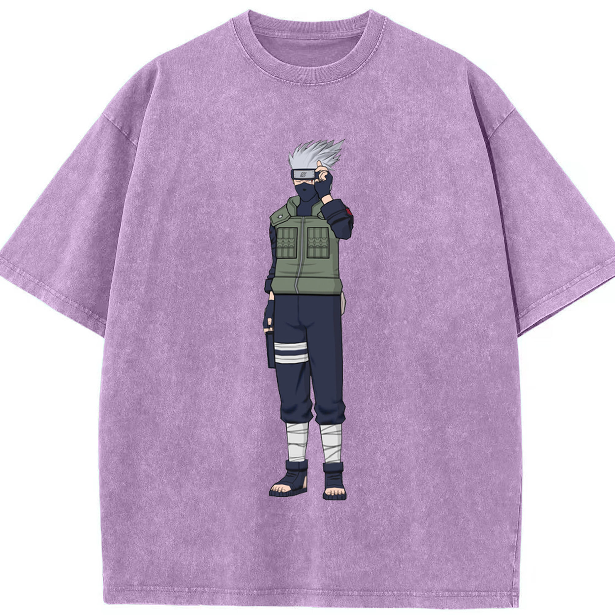 （画像用） NARUTO -ナルト- はたけ カカシ Hatake Kakashi 綿100% ヴィンテージ風 半袖Tシャツ（フロントプリント）