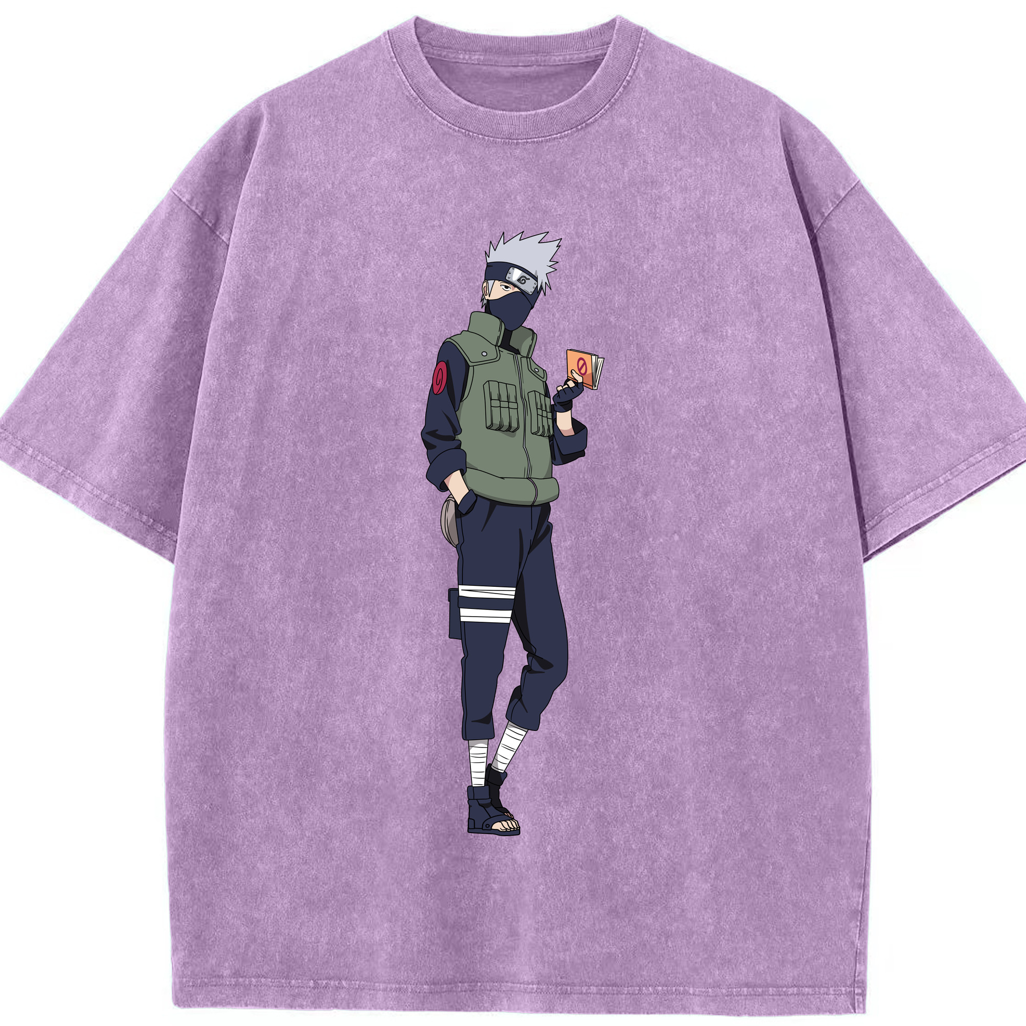 （画像用） NARUTO -ナルト- はたけ カカシ Hatake Kakashi 綿100% ヴィンテージ風 半袖Tシャツ（フロントプリント）