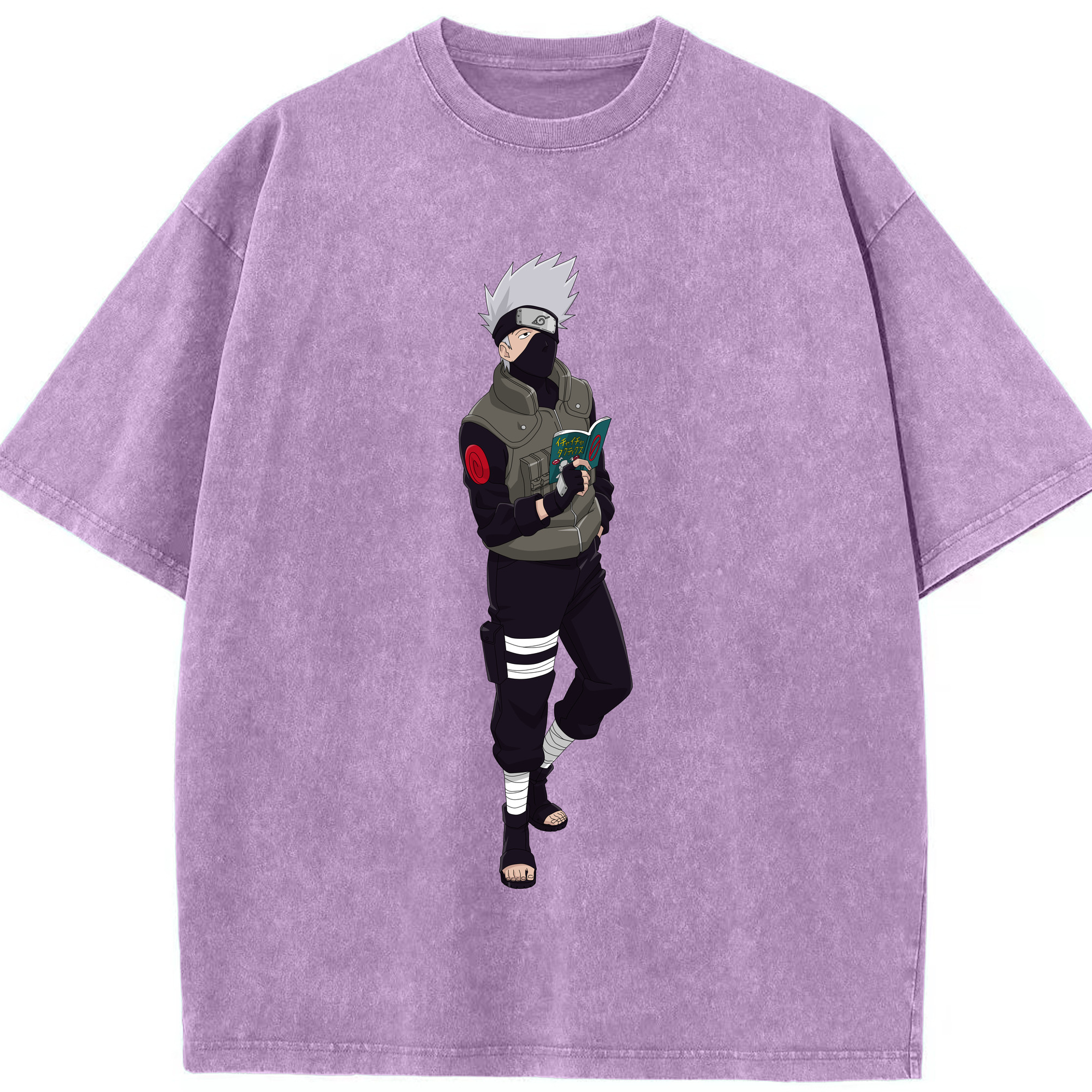 （画像用） NARUTO -ナルト- はたけ カカシ Hatake Kakashi 綿100% ヴィンテージ風 半袖Tシャツ（フロントプリント）