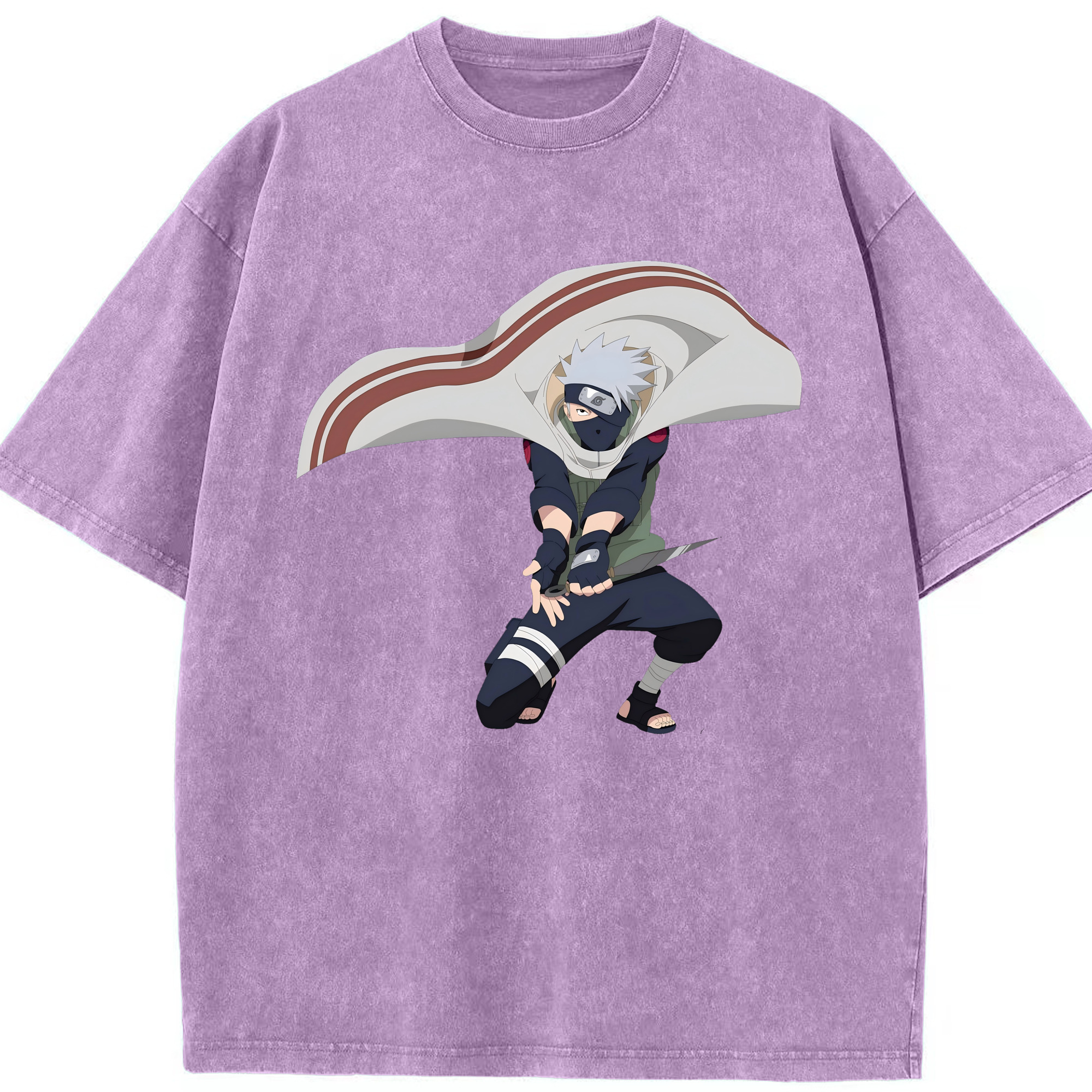 （画像用） NARUTO -ナルト- はたけ カカシ Hatake Kakashi 綿100% ヴィンテージ風 半袖Tシャツ（フロントプリント）
