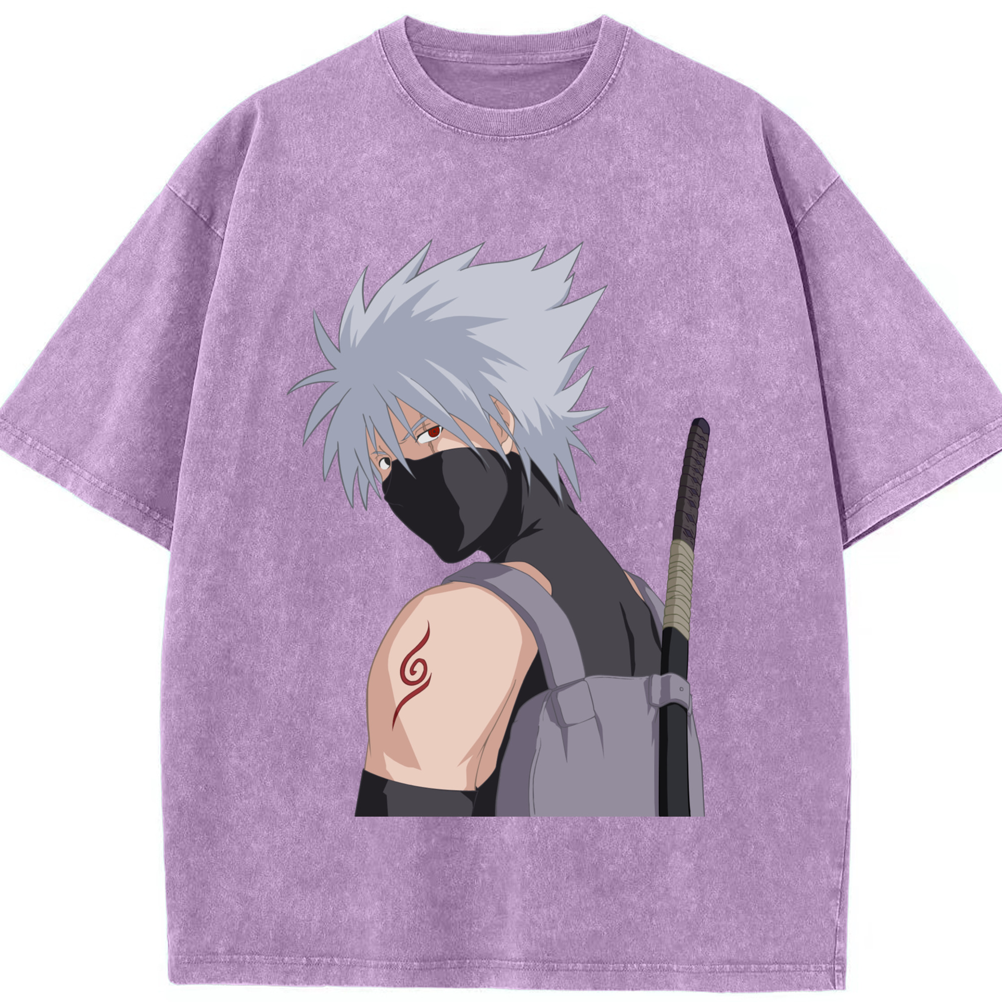 （画像用） NARUTO -ナルト- はたけ カカシ Hatake Kakashi 綿100% ヴィンテージ風 半袖Tシャツ（フロントプリント）