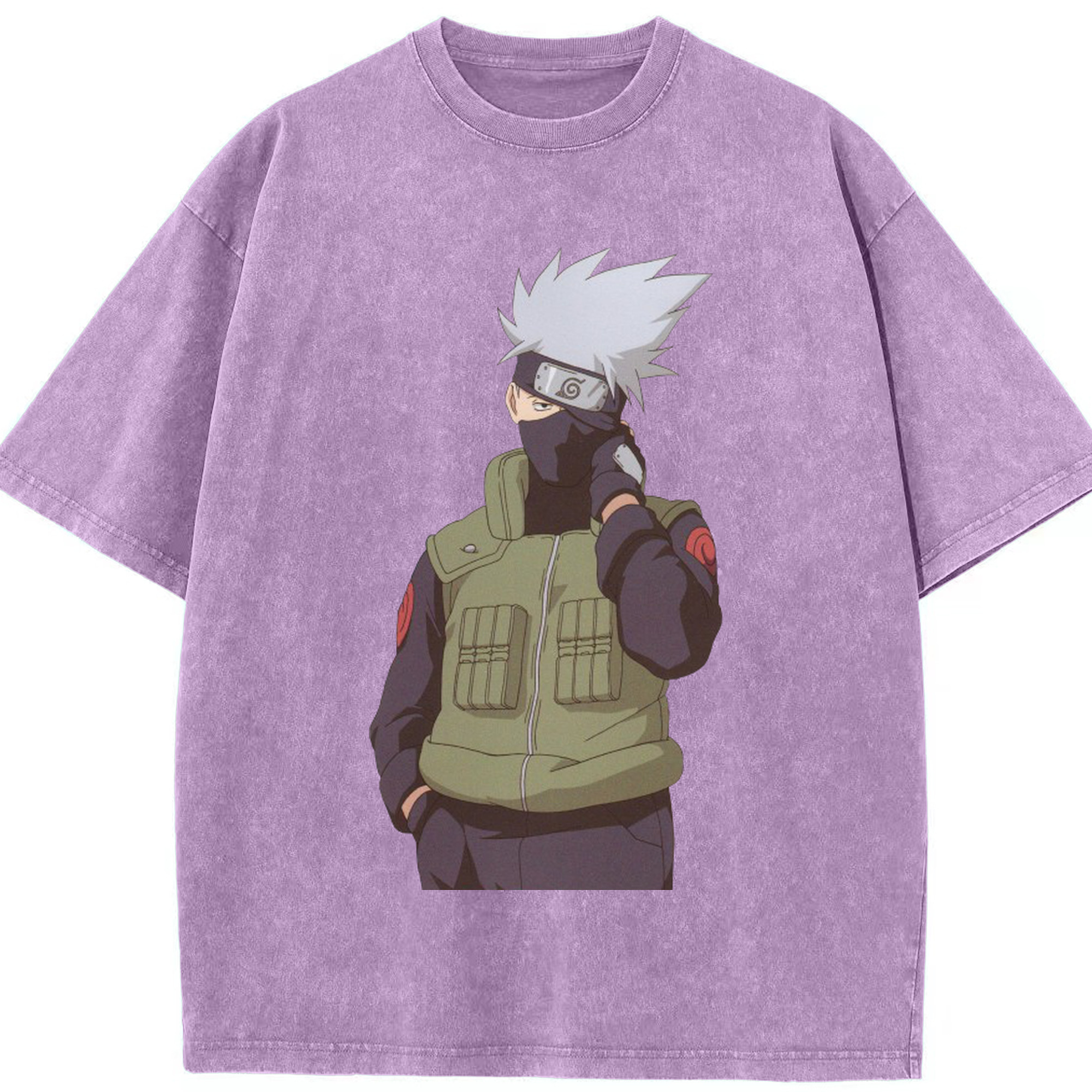 （画像用） NARUTO -ナルト- はたけ カカシ Hatake Kakashi 綿100% ヴィンテージ風 半袖Tシャツ（フロントプリント）