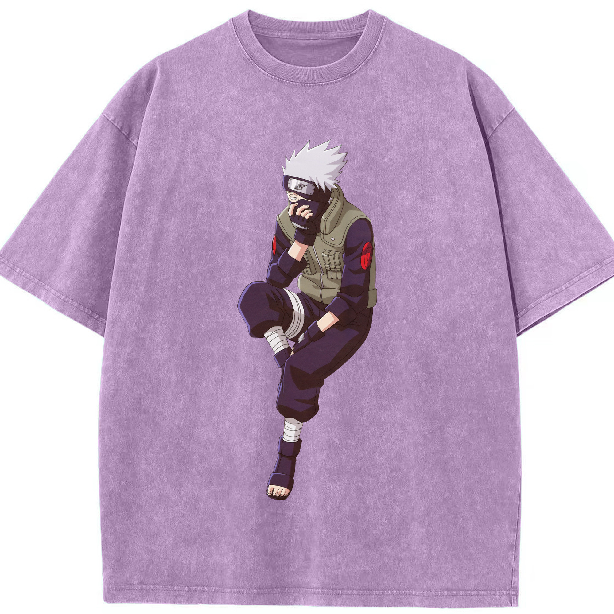 （画像用） NARUTO -ナルト- はたけ カカシ Hatake Kakashi 綿100% ヴィンテージ風 半袖Tシャツ（フロントプリント）