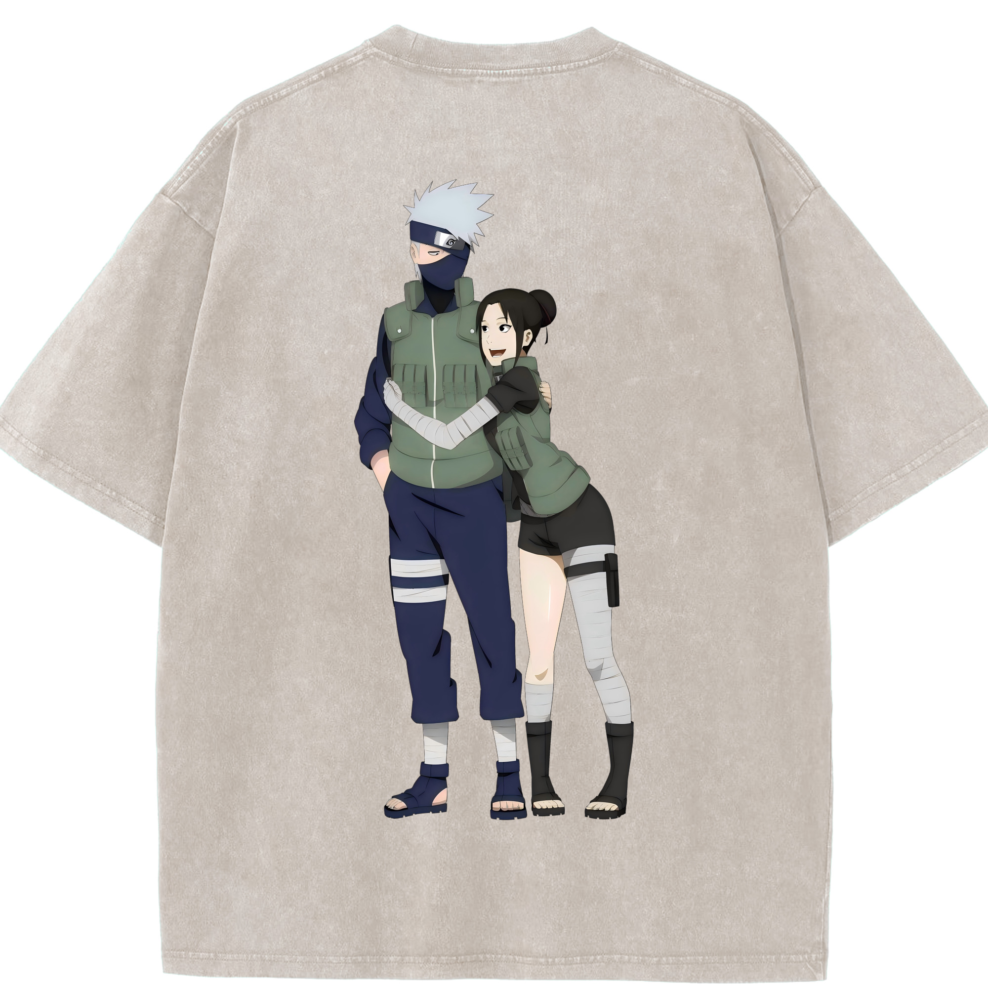 （画像用） NARUTO -ナルト- はたけ カカシ Hatake Kakashi 綿100% ヴィンテージ風 半袖Tシャツ（背面プリント）
