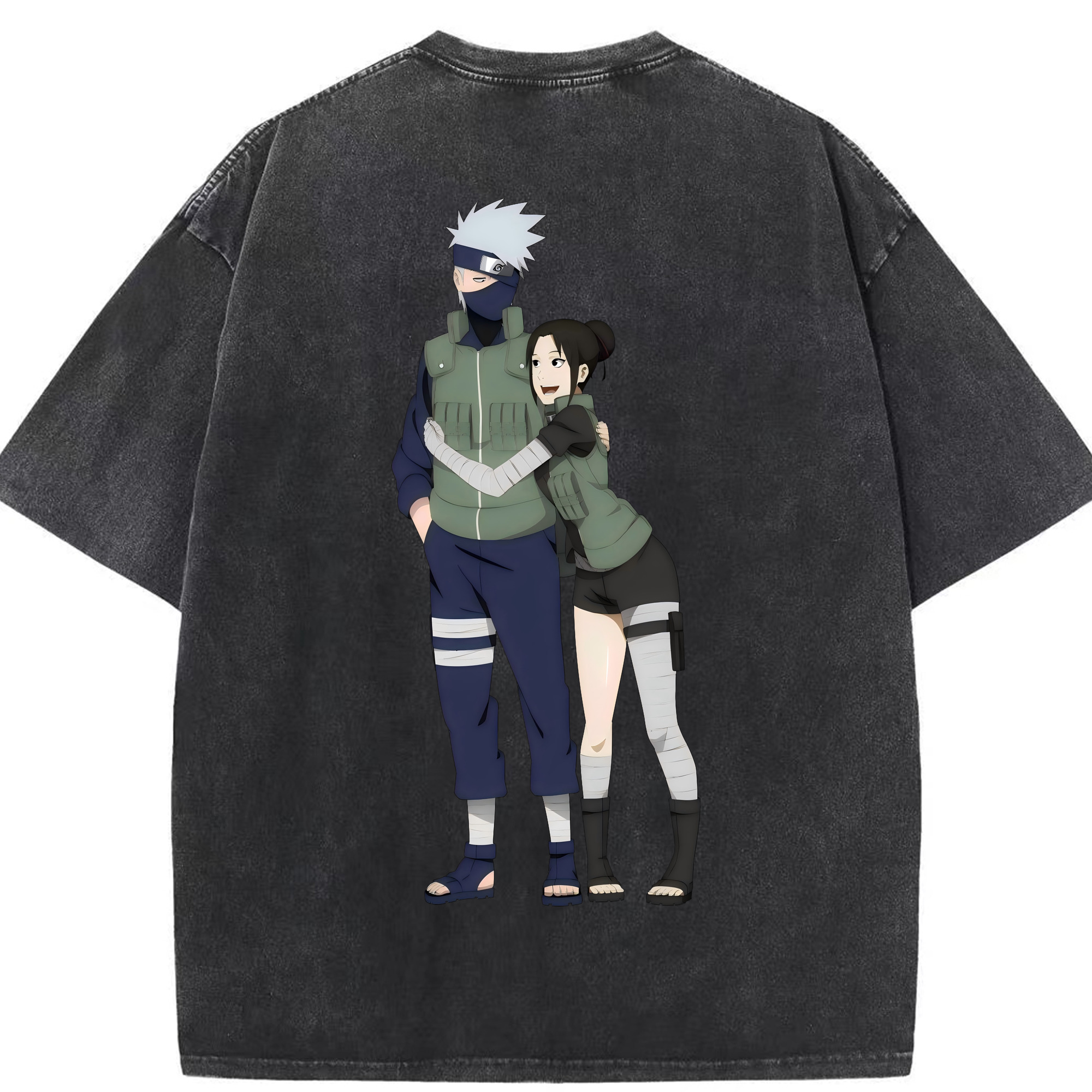 （画像用） NARUTO -ナルト- はたけ カカシ Hatake Kakashi 綿100% ヴィンテージ風 半袖Tシャツ（背面プリント）